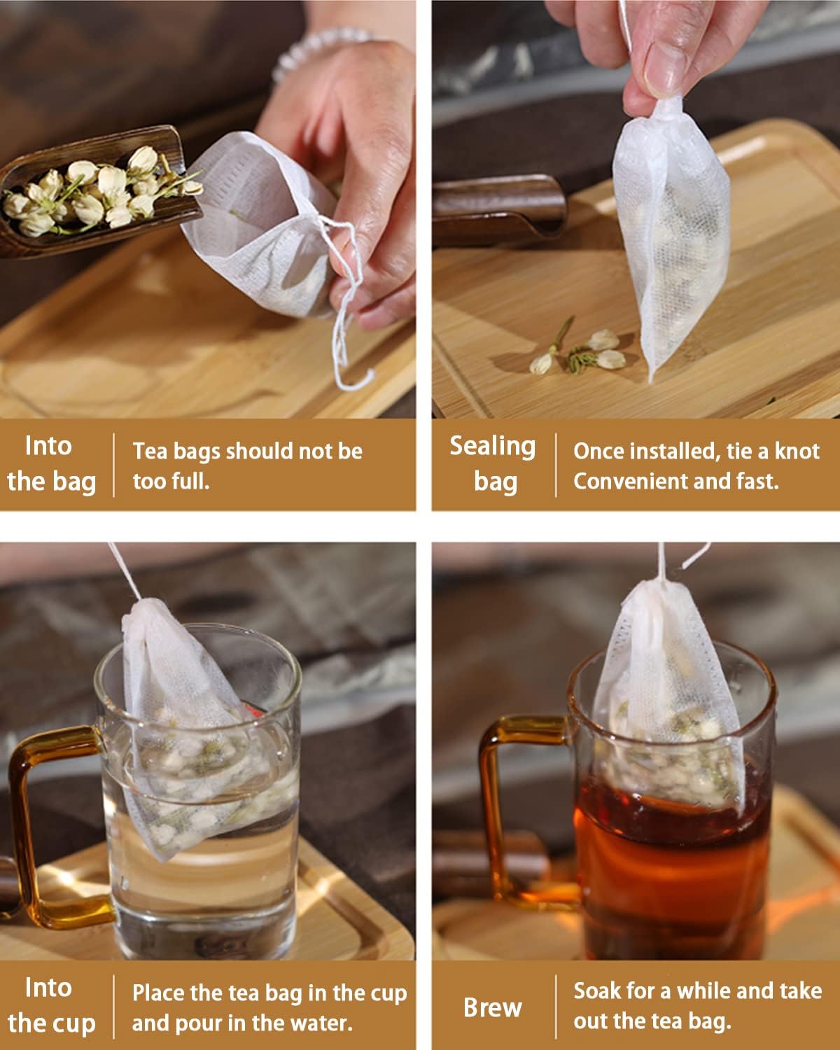 200pcs Disposable Tea Bags for Loose Leaf Tea, Tea Filter Bags with Fr
