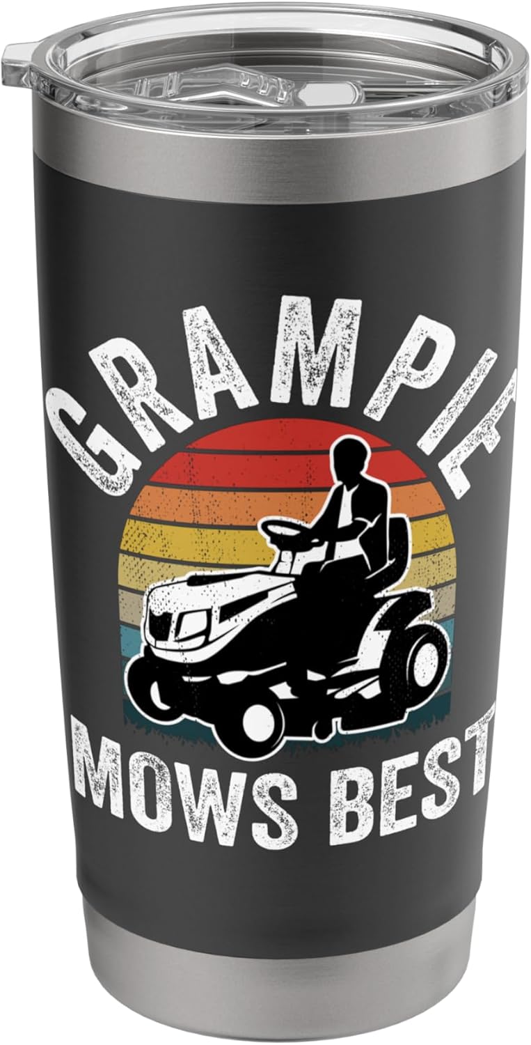 Grampie Mows Best Funny Gardener Lawn Care Father's Day Stainless Steel Insulated Tumbler