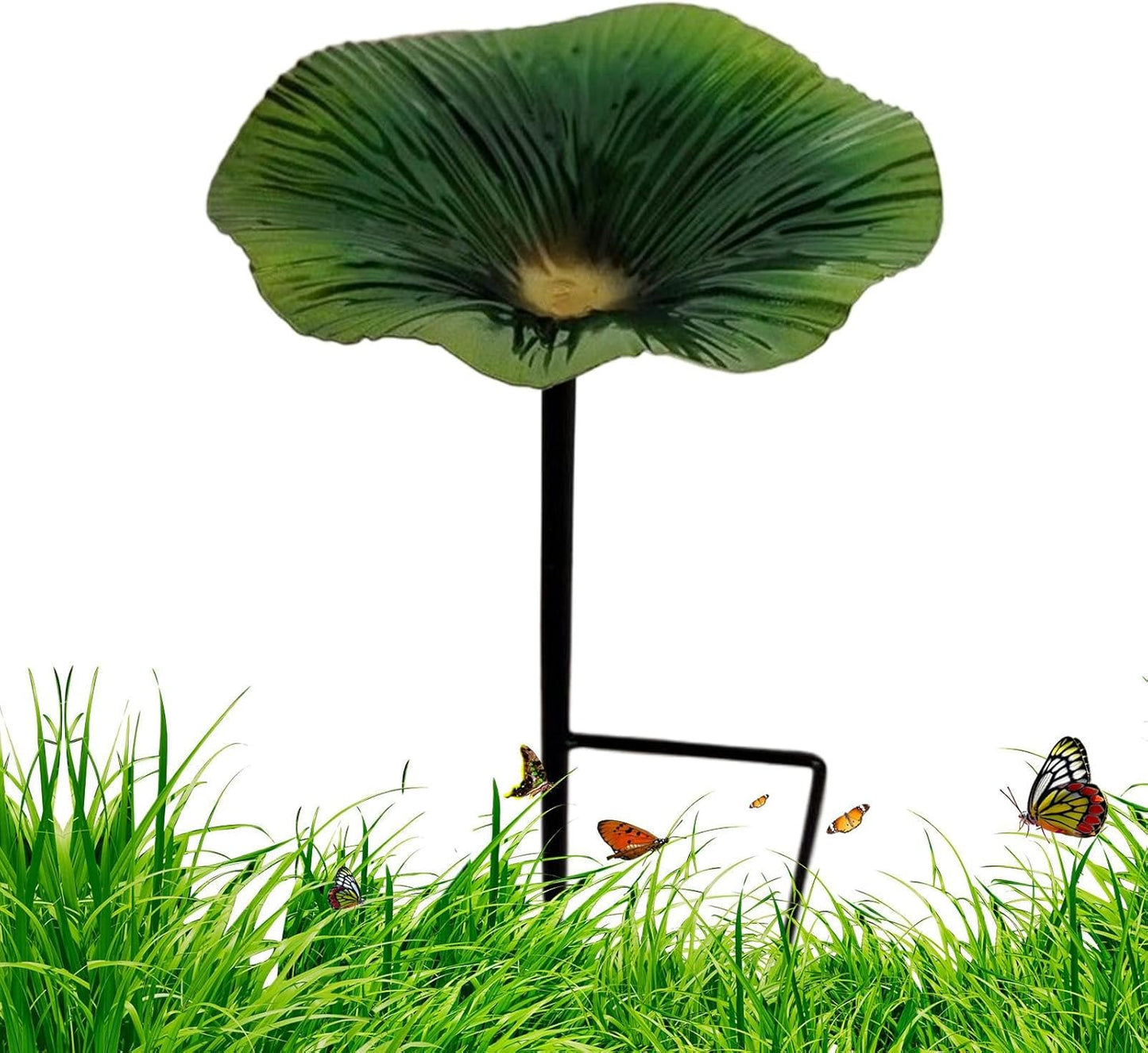 Outdoor Bird Bath - Decorative Feeder | Flower Design Water Station with Metal Stake for Hummingbirds Yard Garden Patio Backyard Wildlife Attraction Elegant Functional Outdoor Decor