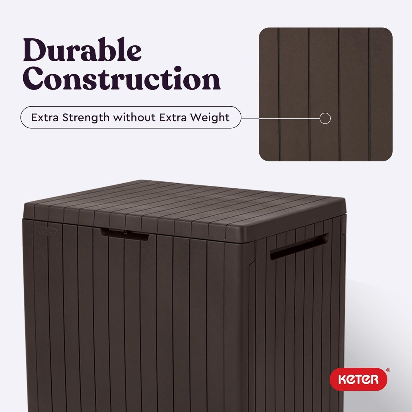 Keter City 30 Gallon Resin Outdoor Storage Box and Patio Furniture Sid
