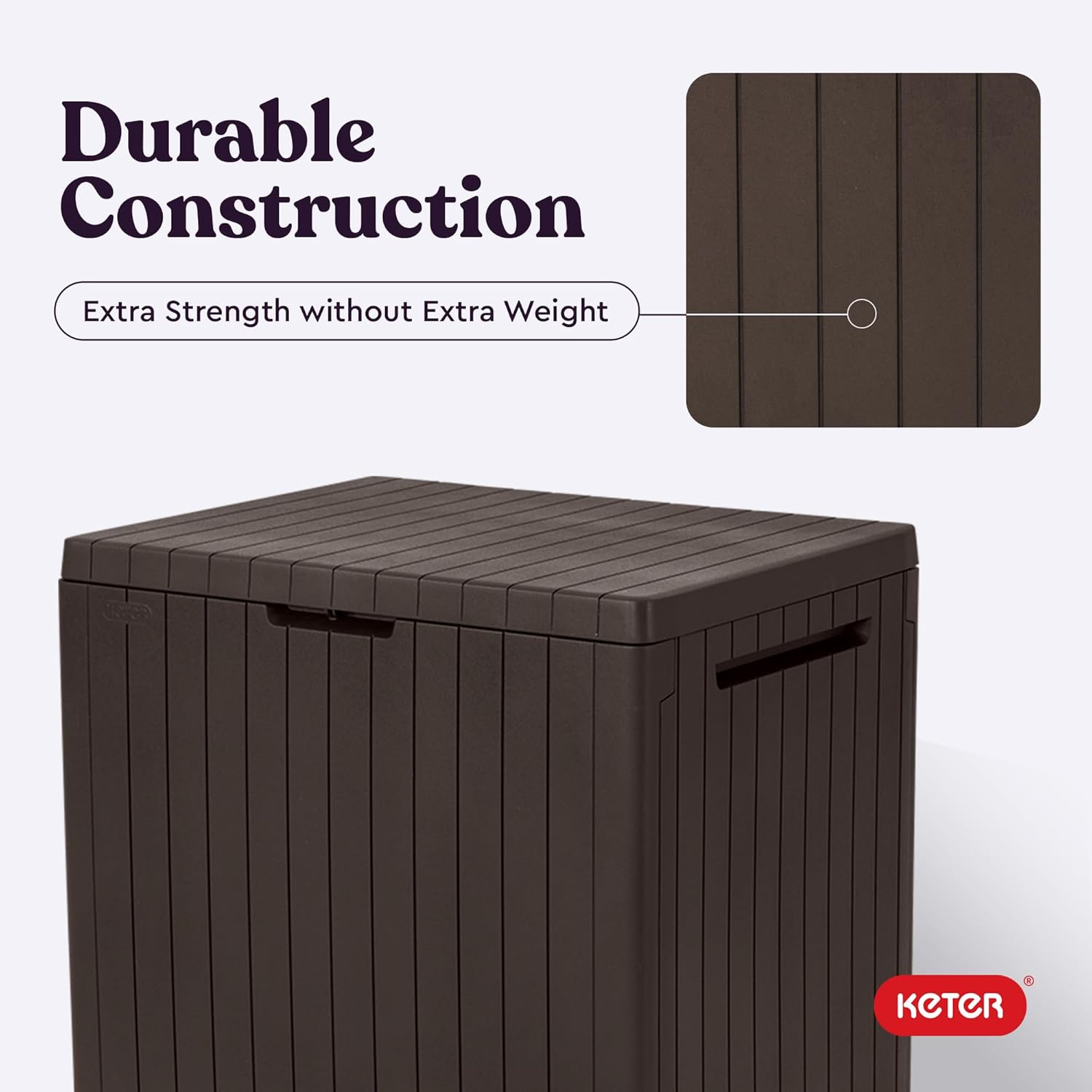 Keter City 30 Gallon Resin Outdoor Storage Box and Patio Furniture Sid