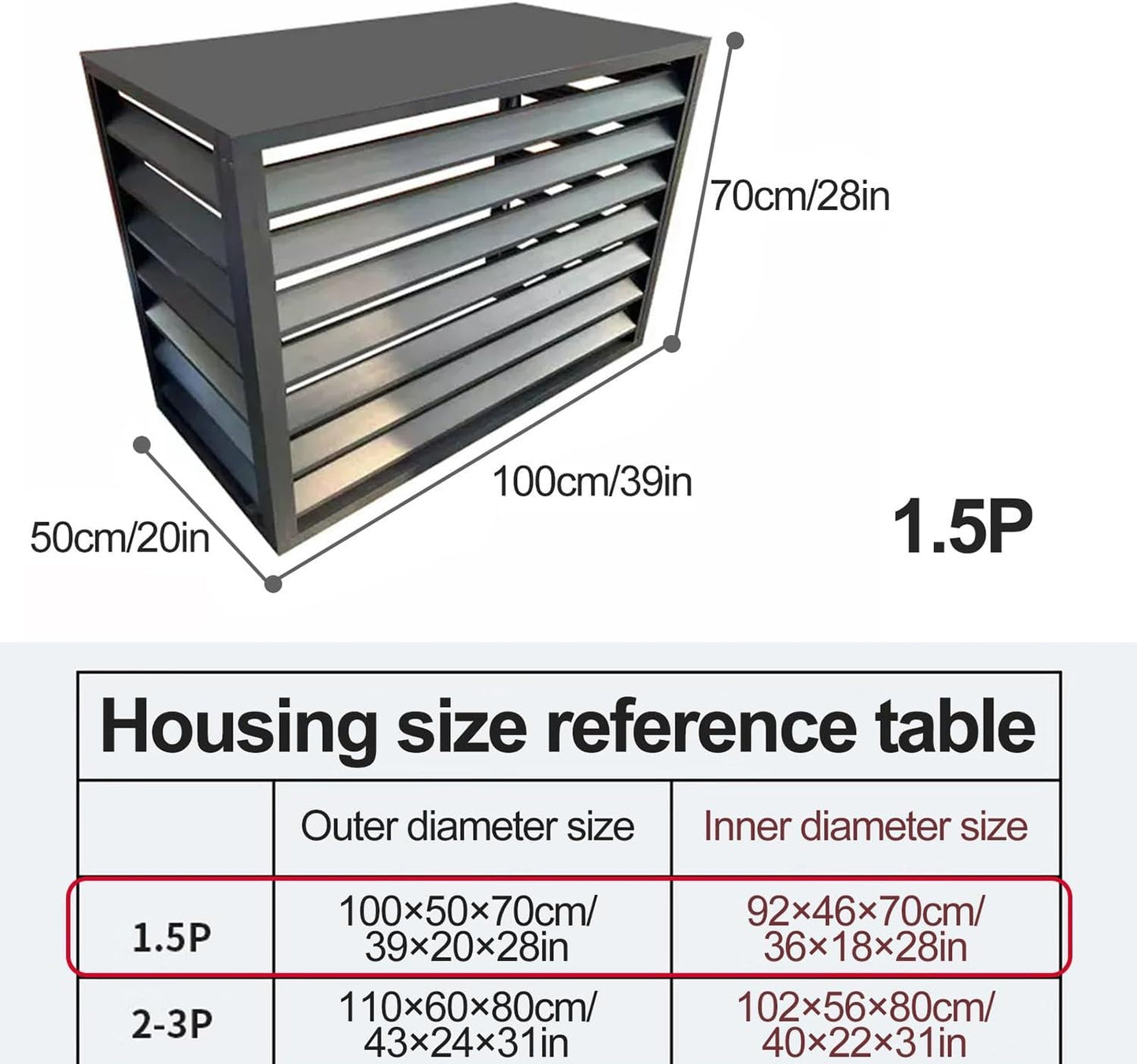 Air Conditioner Fence Aluminum Outdoor Condenser Protective Cover, Privacy Screen for Trash can Enclose Pool Equipment Plant Stand (White 100x50x70cm/39x20x28in)