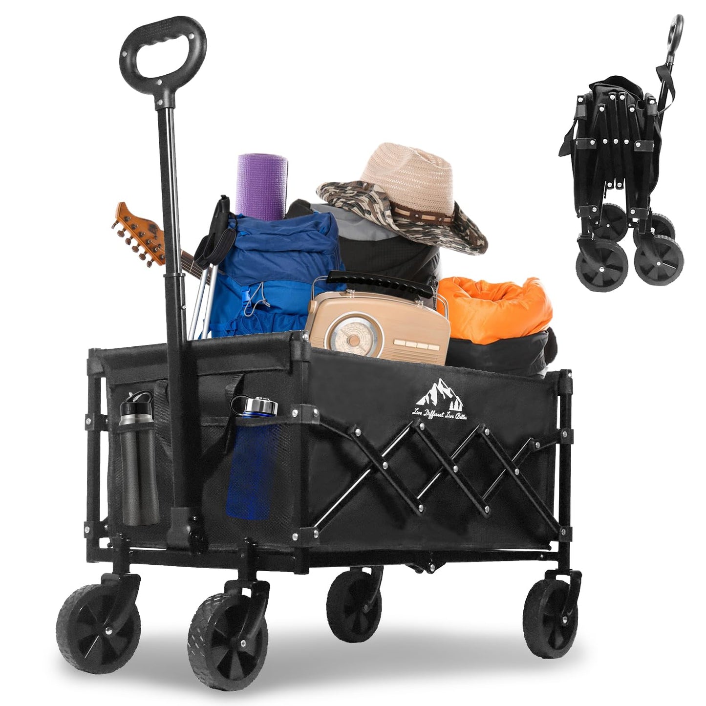 Collapsible Wagon 352LBS Capacity, Foldable Large Wagons Carts, Heavy 