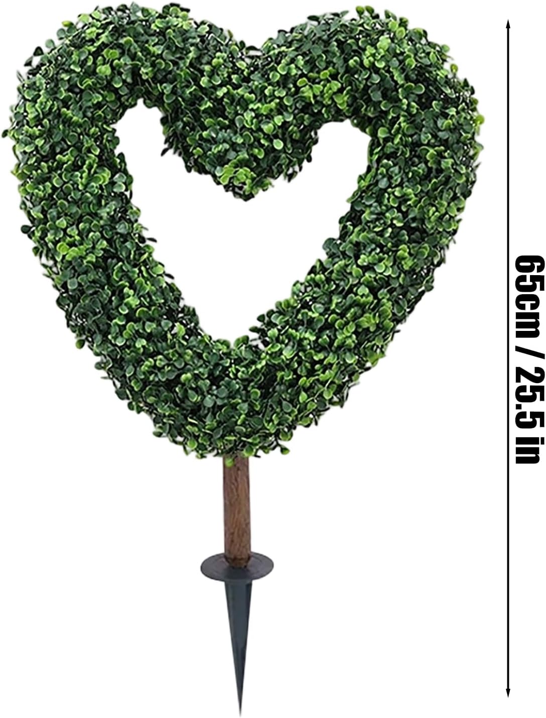 Outdoor Topiary - 25.5in Valentines Plant with Stake, Heart Shaped Decorative Greenery for Planter Pot Potted Courtyard, Porch Wedding Farmhouse Backyard Display, Seasonal Landscape Ornament