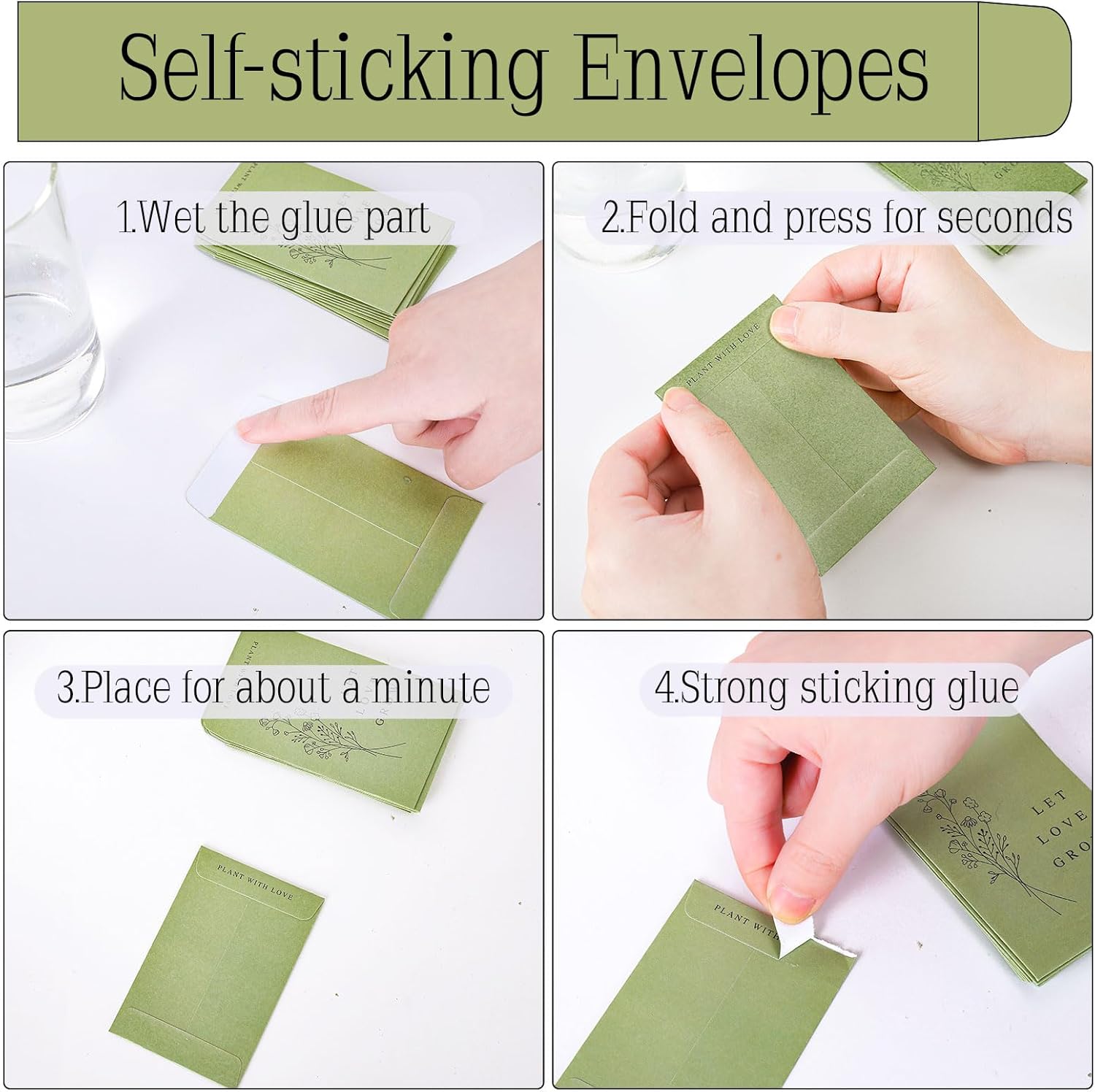 Whaline 200 Pcs Self Adhesive Wedding Favor Seed Packets Let Love Grow