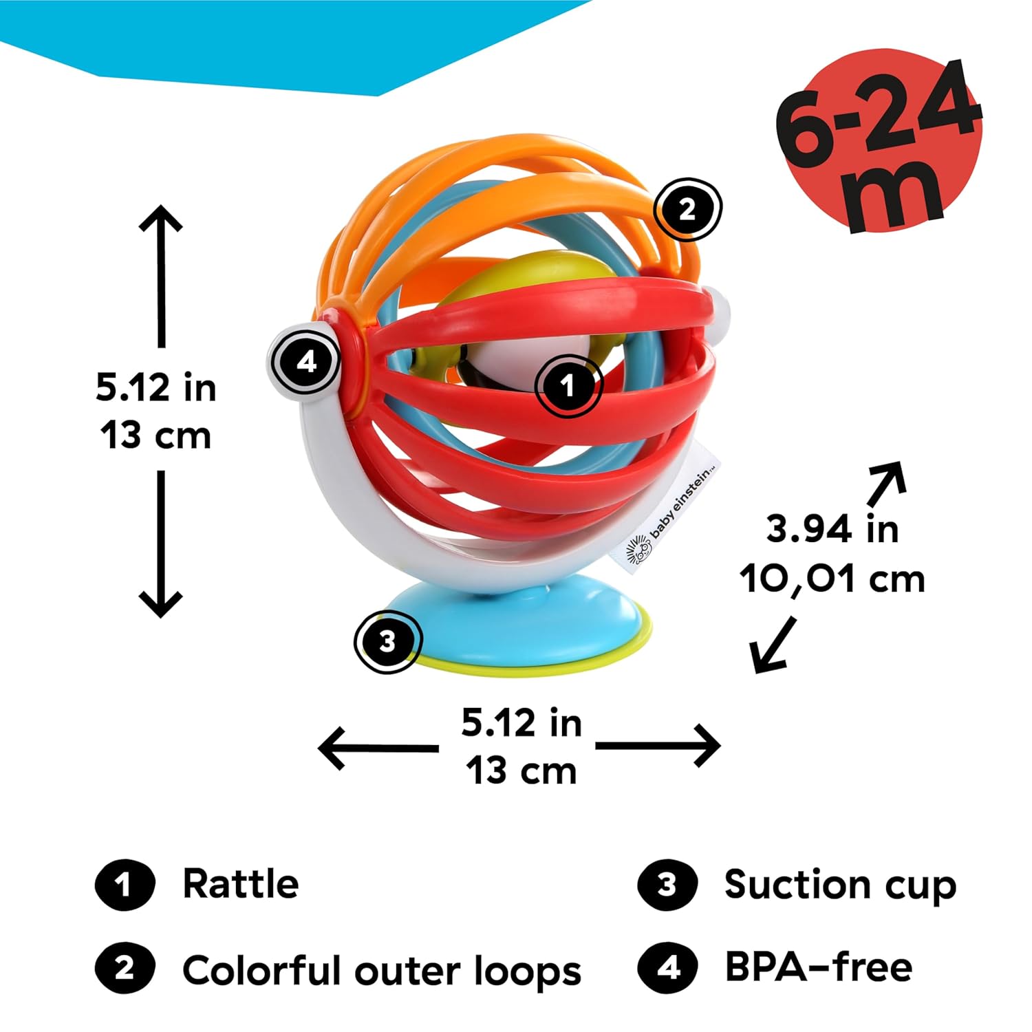 Baby Einstein Sticky Spinner BPA-Free High Chair Activity Toy, Ages 3 