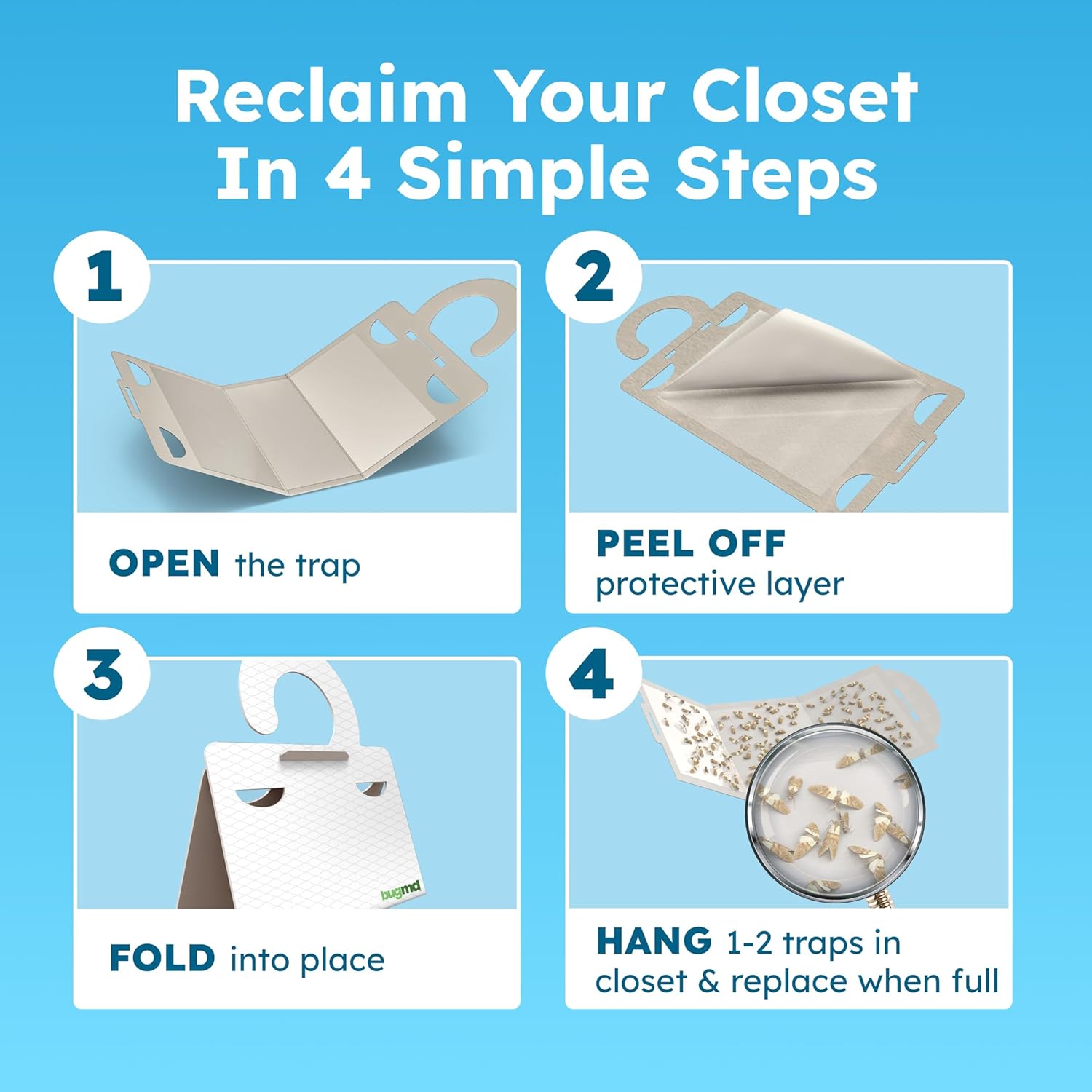 BugMD Clothes & Pantry Moth Traps (6 Count) – Sticky Glue Pheromone-Ba