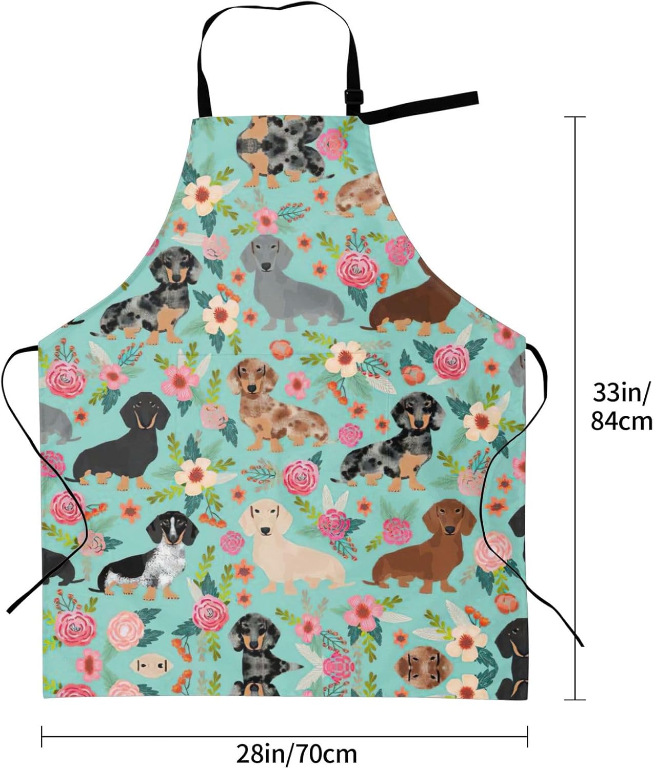 Dog Floral print Waterproof apron with pocket adjustable cooking apron for adult kitchen bibs to bake