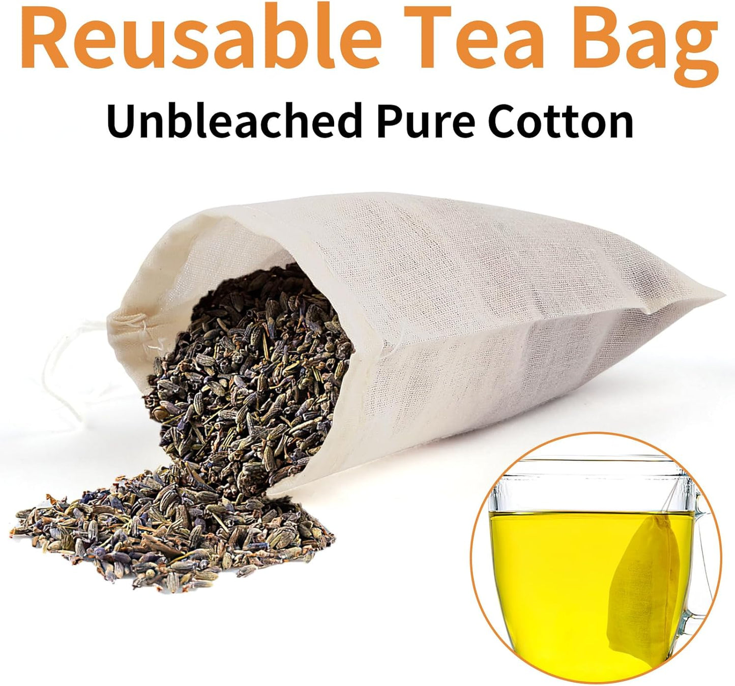 60 Pcs Empty Spice Bags for Cooking Soup, 3x4 In Natural Muslin Drawstring Bag, Reusable Tea Bags for Loose Tea, Small Cheese Cloth Cotton Bag for Straining, Unbleached Cheesecloth Herb Sachet Bag