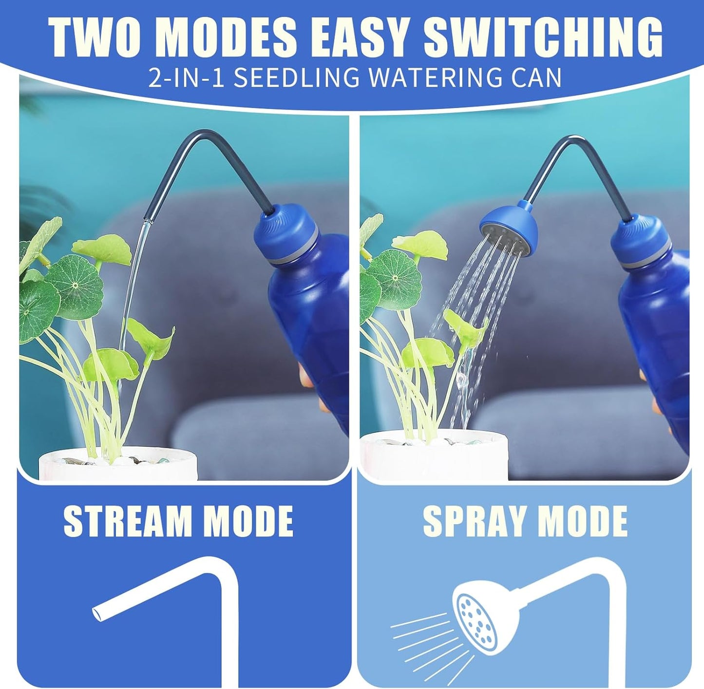 Watering Can 450ML,Succulent Watering Bottle Plant Flower Squeeze Bottle Plastic Bend Mouth Safety Wash Bottle 2 In 1 Spray Head Functionality