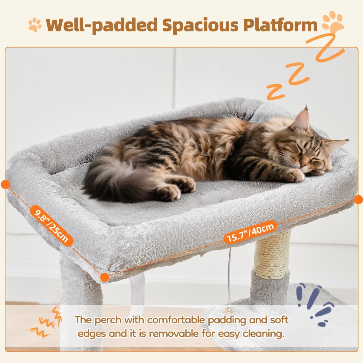 Taoqimiao Cat Tree,38.2-Inch Cat Tower for Indoor Cats,Suitable for Ki