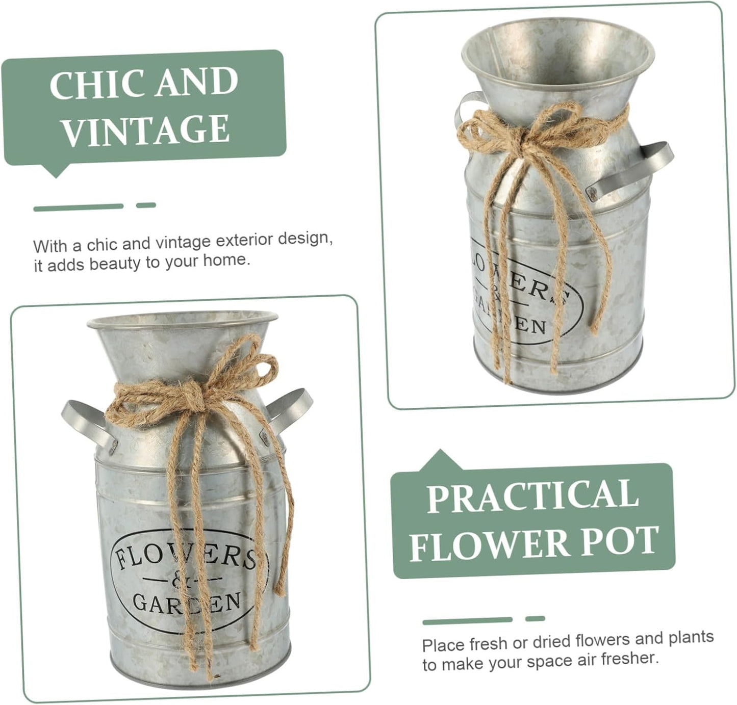 PRETYZOOM Vintage Metal Flower Bucket Planter Rustic Plant Container f