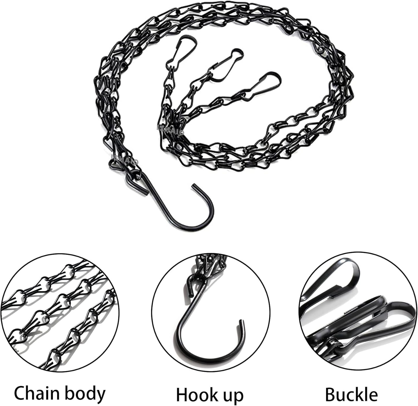 PCTC 3 Pack 18 inch Hanging Basket Chain,Hanging Plant Holder, Flower Pot Basket Chains 3 Point Replacement Chain Hangers for Planters, Bird Feeders, Lanterns and Other Ornaments
