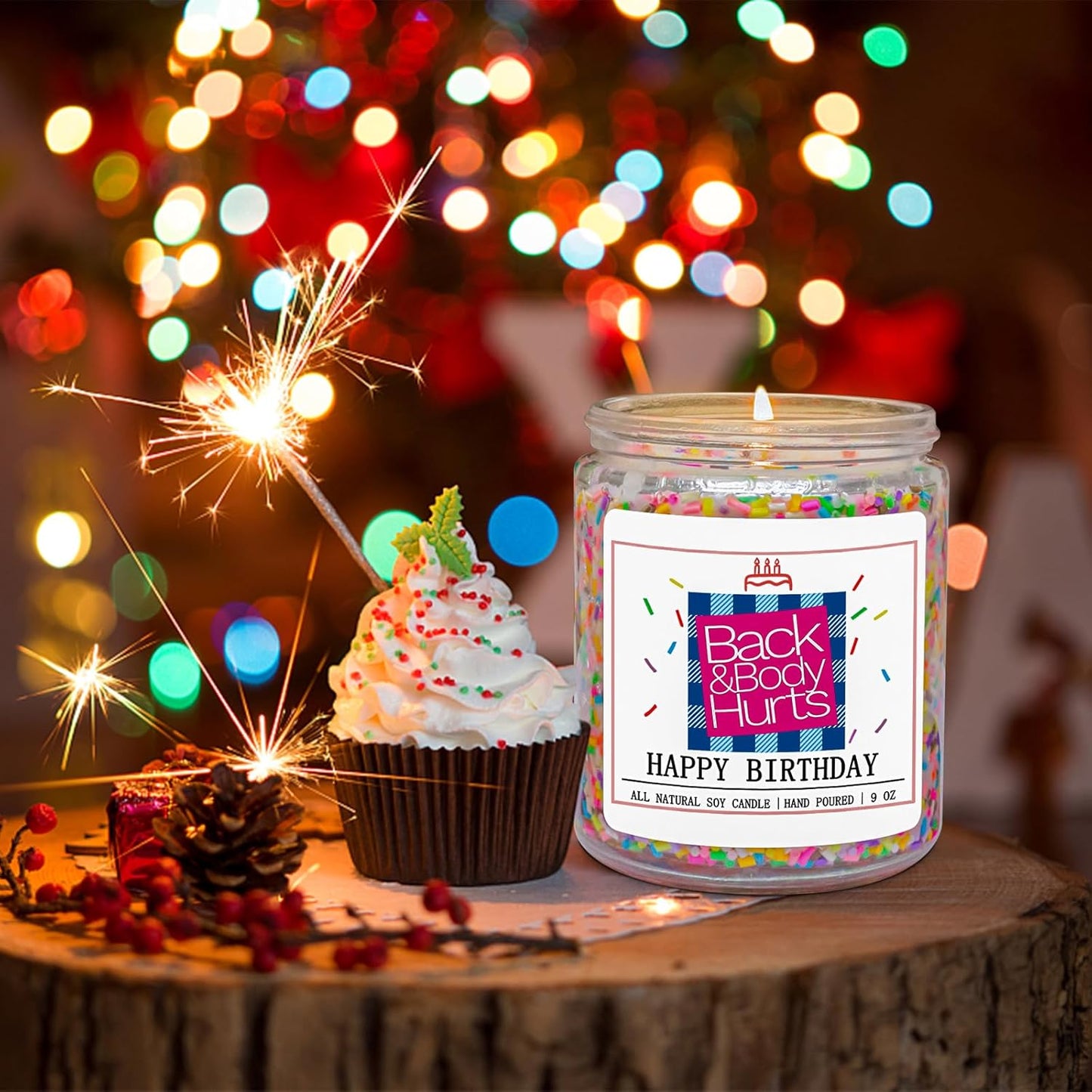 Homsolver Birthday Candles Gifts for Her and Him, Birthday Gifts for Women Men, Unique Best Friend Gift Ideas -Back & Body Hurts Happy Birthday Candle
