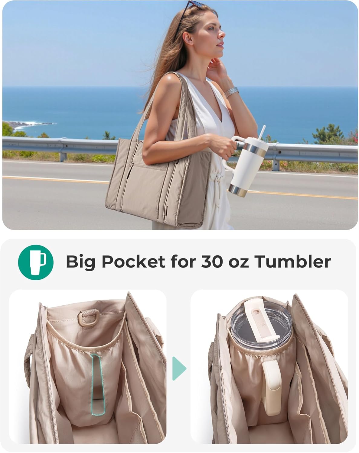 BAGSMART Boxy Tote Bag for Women, Crossbody Bag with Zipper, Crush Bow