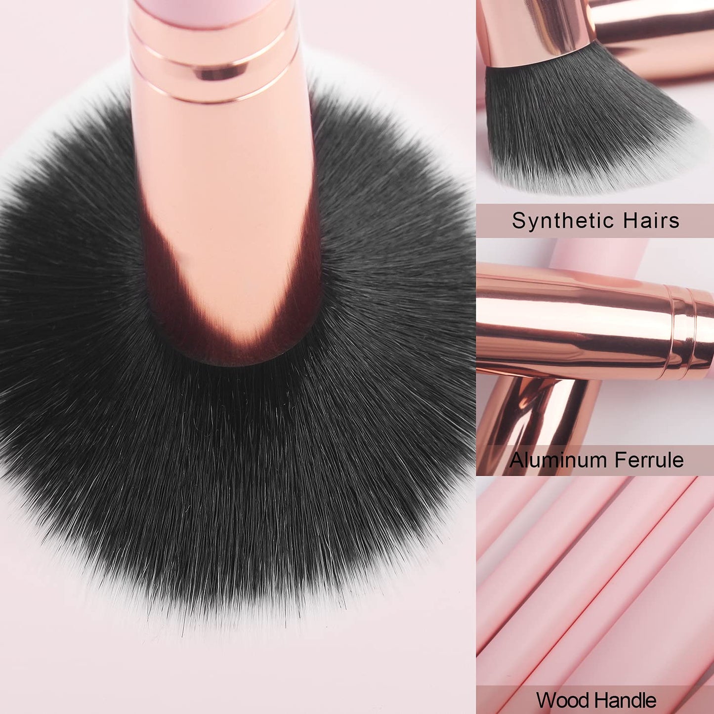 Real Perfection Makeup Brush Set 16 Pcs with 1 Eyebrow Razor Premium S