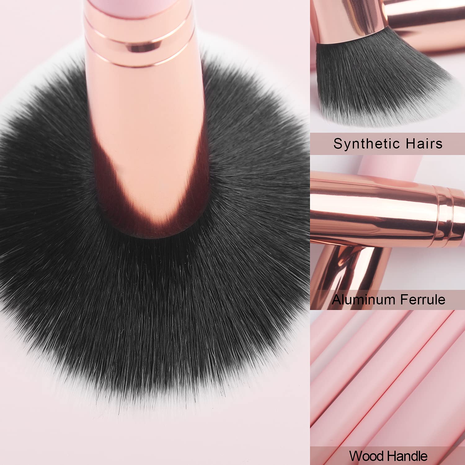 Real Perfection Makeup Brush Set 16 Pcs with 1 Eyebrow Razor Premium S