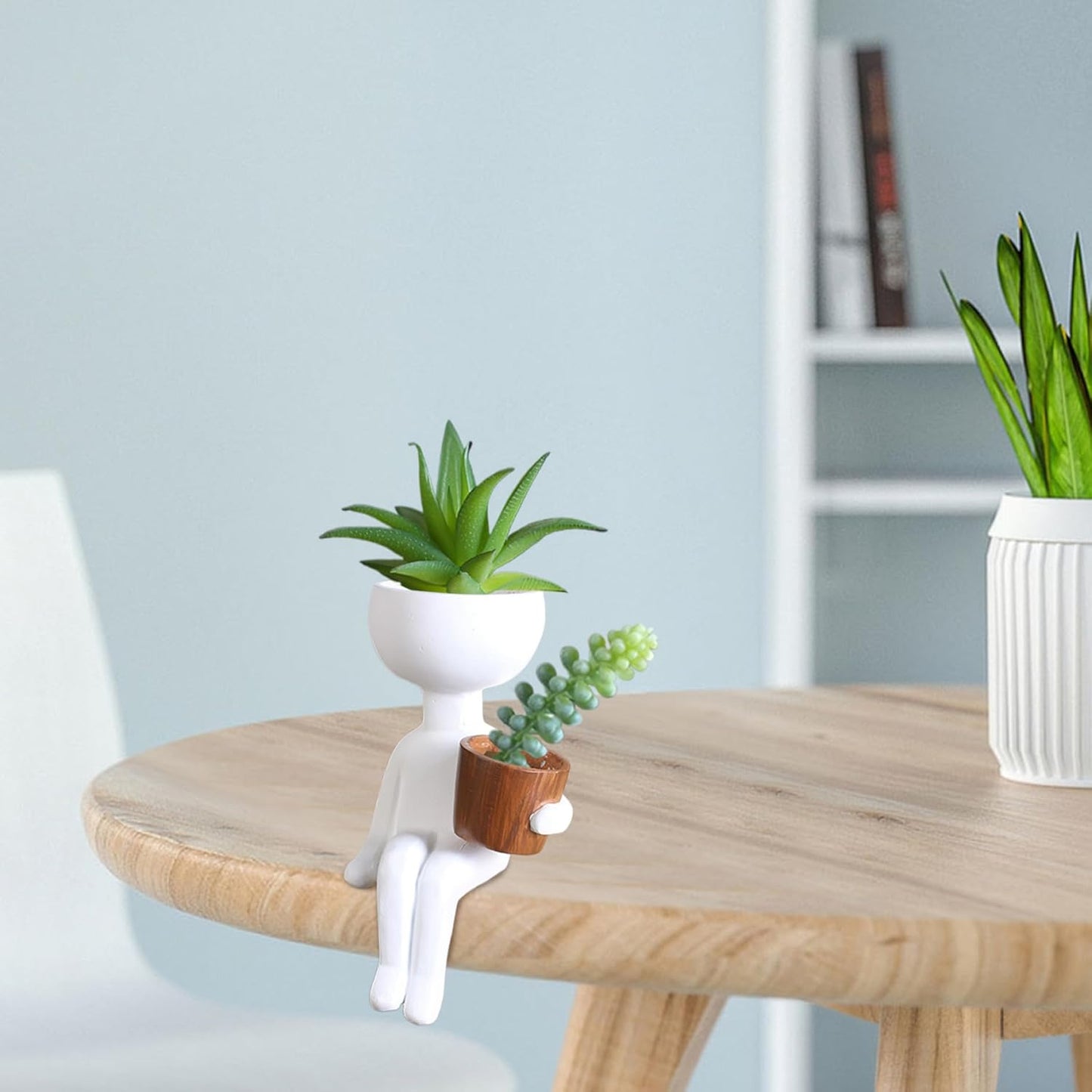 Face Planter, Resin Head for Indoor Plants Small Pots Waterproof Resin