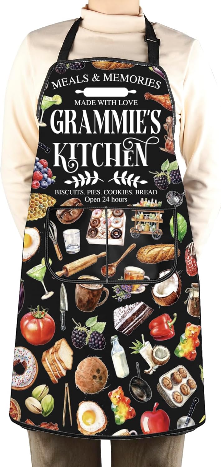 WCGXKO Grammie’s Kitchen Apron Grandmother Birthday Gift Best Grammie 
