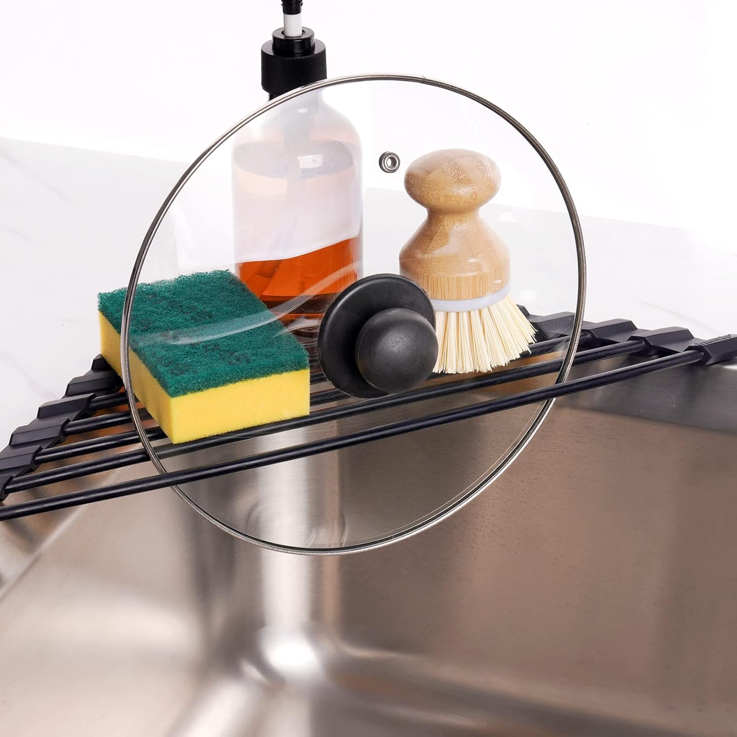 Tomorotec Small Triangle Roll-Up Dish Drying Rack with Silicone Coatin