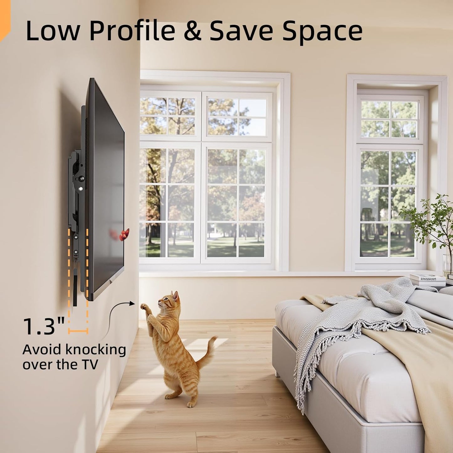 55 65 75 85 inch Tilting TV Wall Mount for 32-90 '' TVs, Low Profile TV Mount Bracket, Safe Lock & Quick Release, Max VESA 600x400mm, 24 inch Studs,132 lbs, Fit Most 55+ 75+ 85+ 86 TVs
