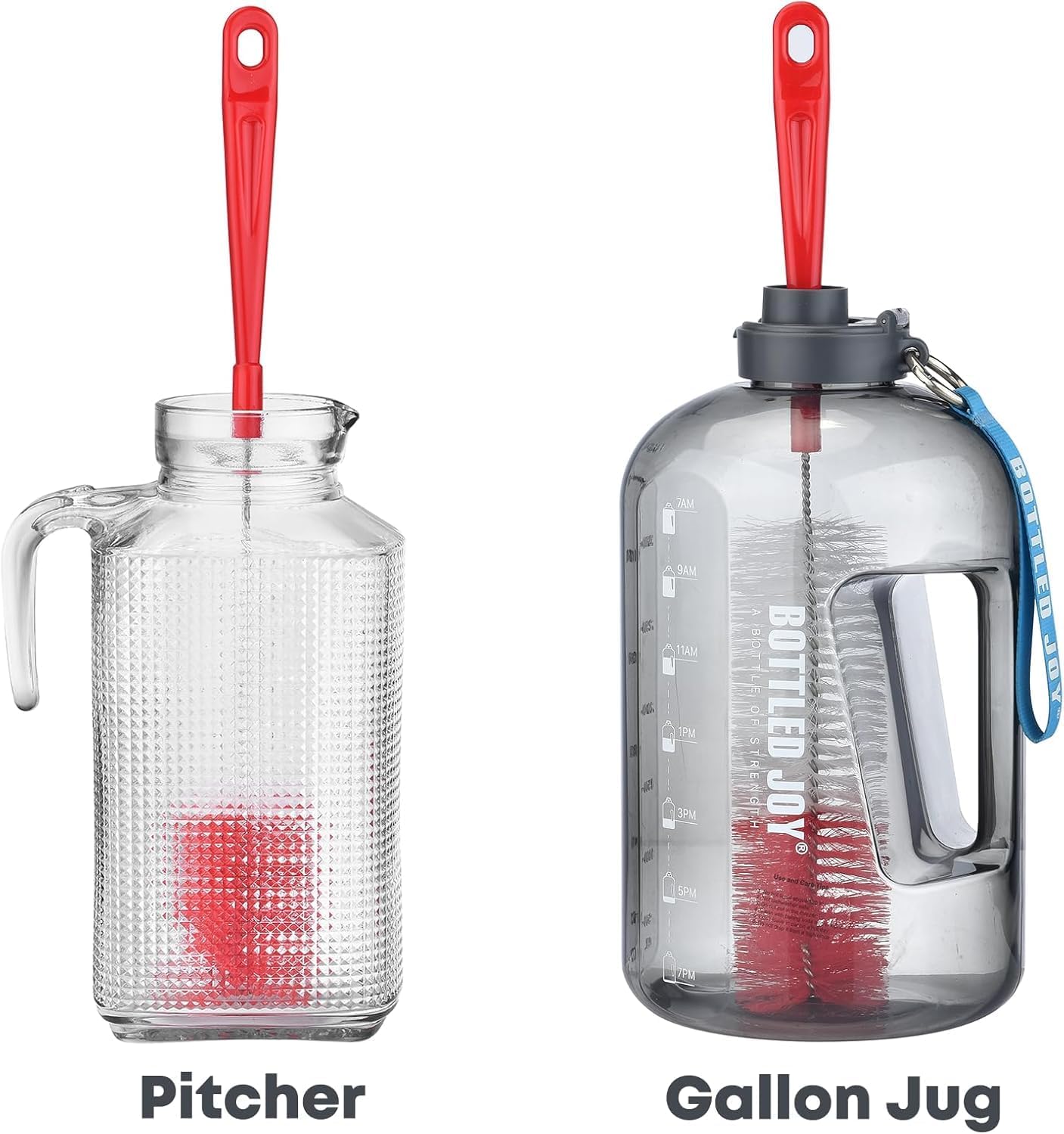 ALINK 8-Pack Red Bottle Brush Cleaner Set - Long Cleaning Brush for Narrow Neck Wine/Beer Bottles, Thermos, Hummingbird Feeder, Spout, Lids and Straws