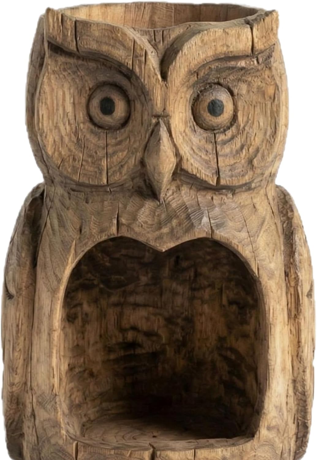 Owl Shaped Bird Feeder - Resin Owl Statue, Sparrow Feeding Station for Displaying, Premium Quality Garden Set, Sculpting Tool with Weather-Resistant Coating, Versatile Outdoor Aid for Nourishing