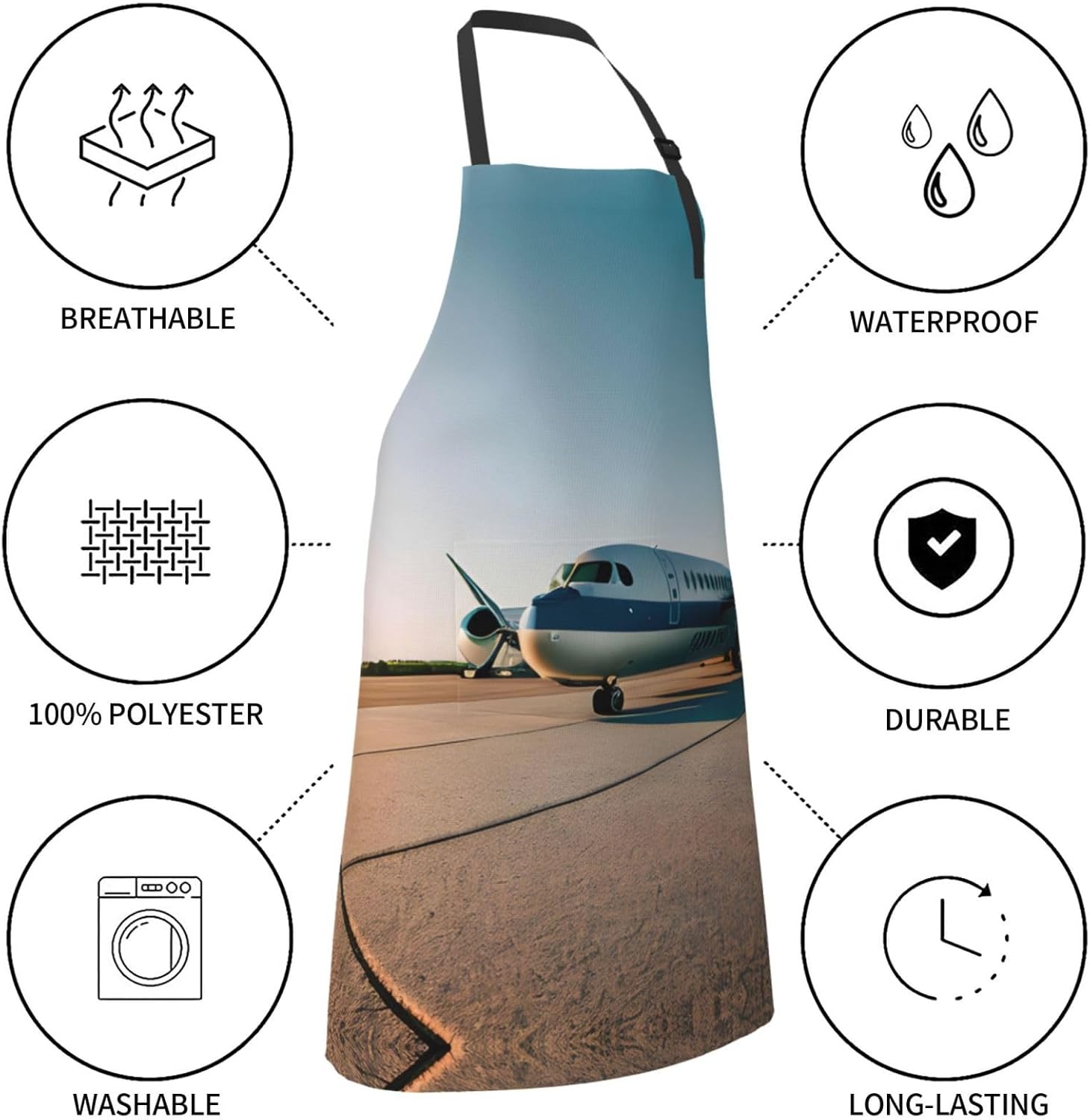 Airplane Print Laundry apron 28x33 In Waterproof Kitchen Apron with Po