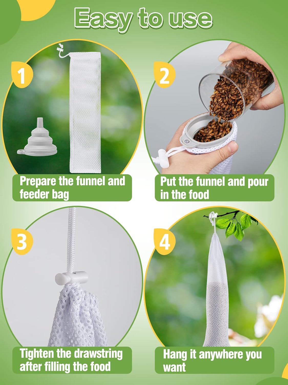 6 Pcs Finch Sock Feeder for Outdoor - Durable Thistle Seed Feeder Sack