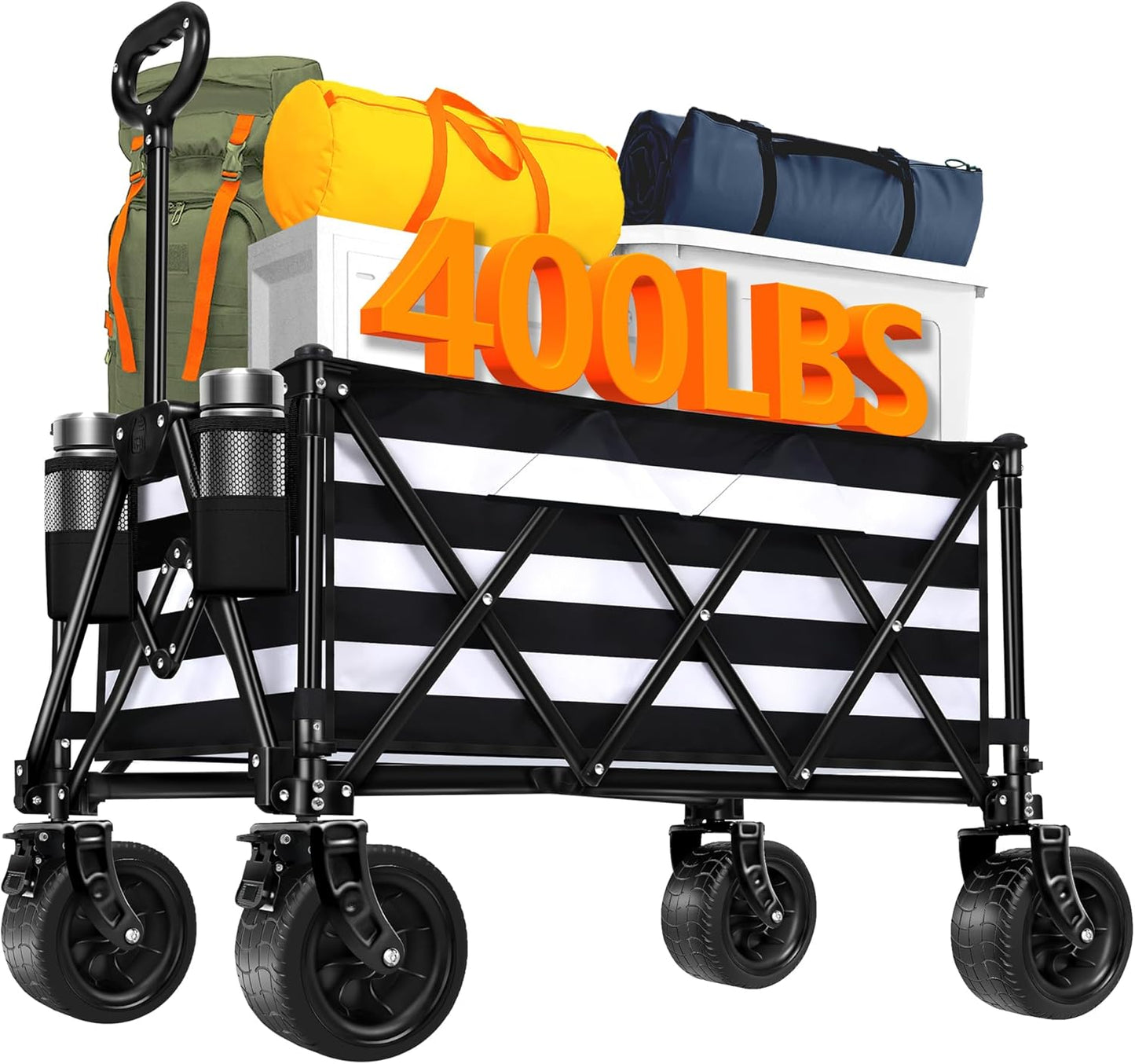 Wagons Carts Foldable with All-Terrain Big Wheels 400 LBS, Heavy Duty 