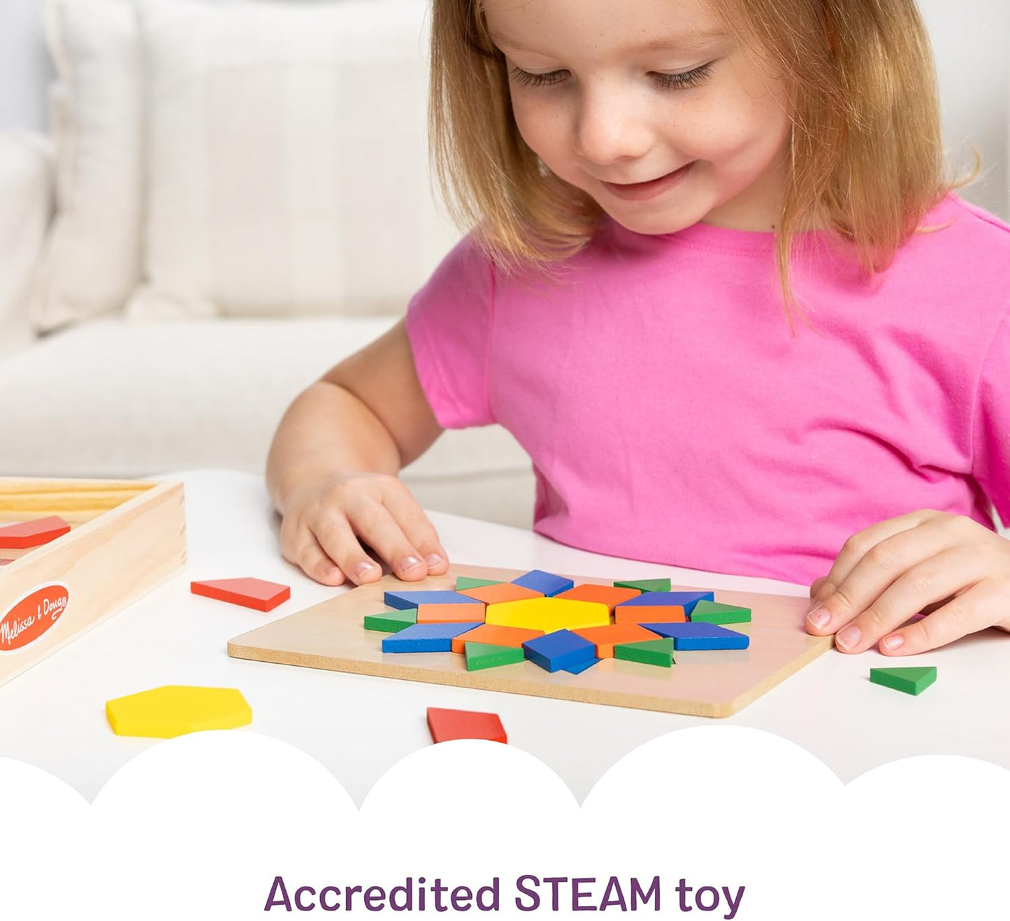 Melissa & Doug Pattern Blocks and Boards with 120 Multi-Colored Wooden