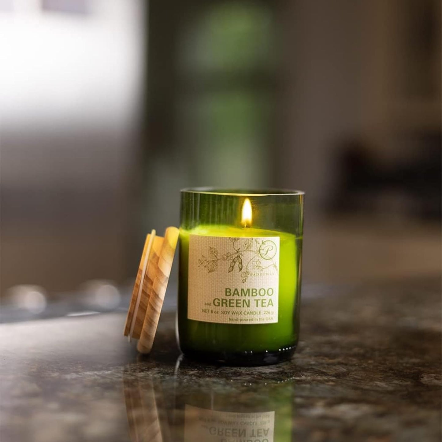 Paddywax Eco Collection Soy Wax Blend Candle in Glass Jar, Bamboo & Gr