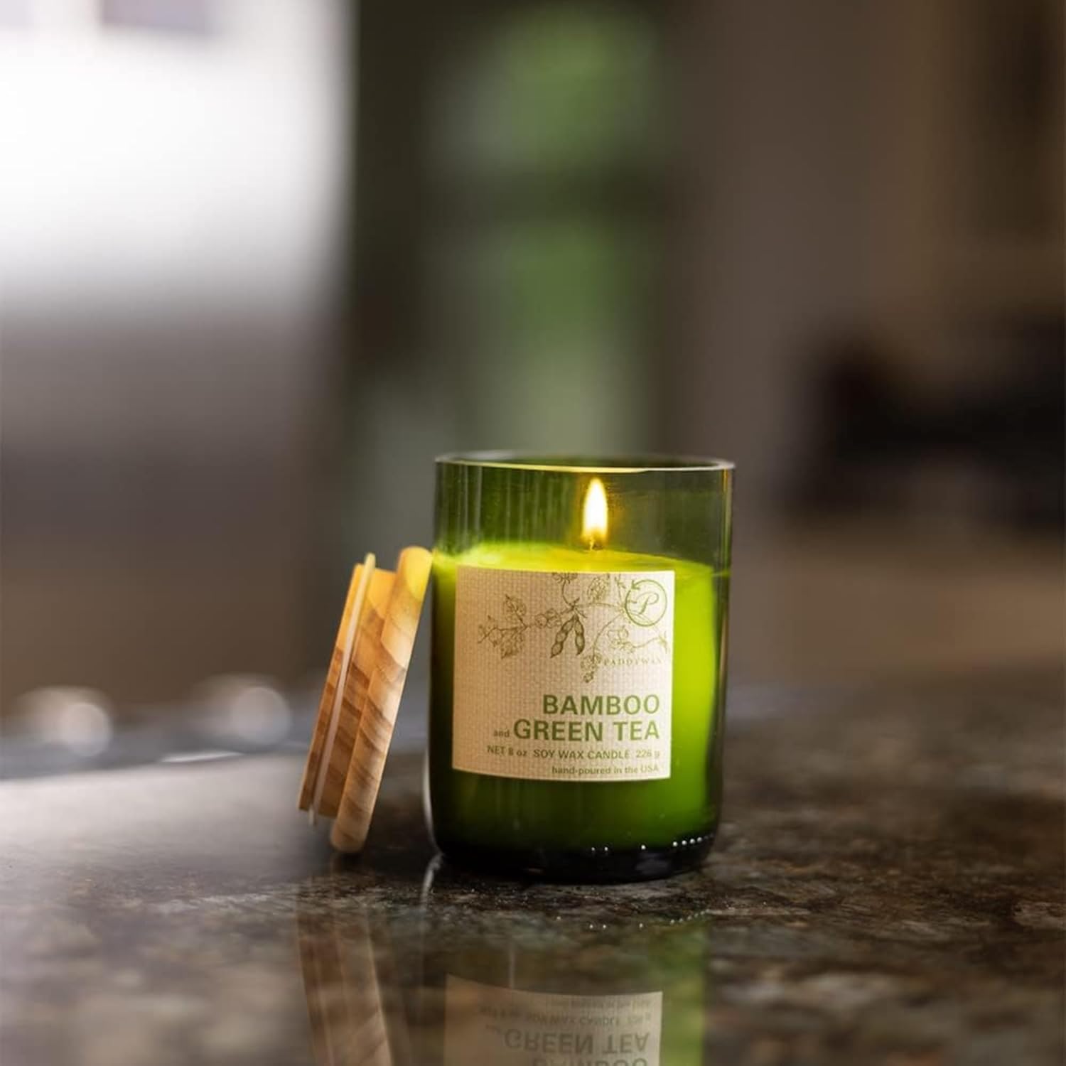 Paddywax Eco Collection Soy Wax Blend Candle in Glass Jar, Bamboo & Gr