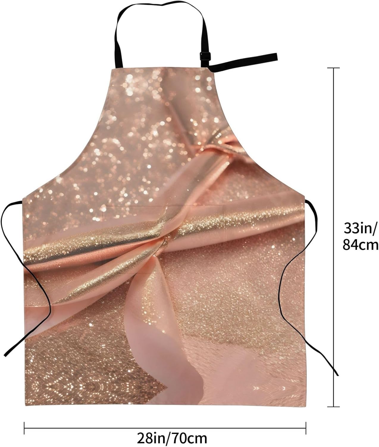 rose gold glitter print Waterproof apron with pocket adjustable cooking apron for adult kitchen bibs to bake