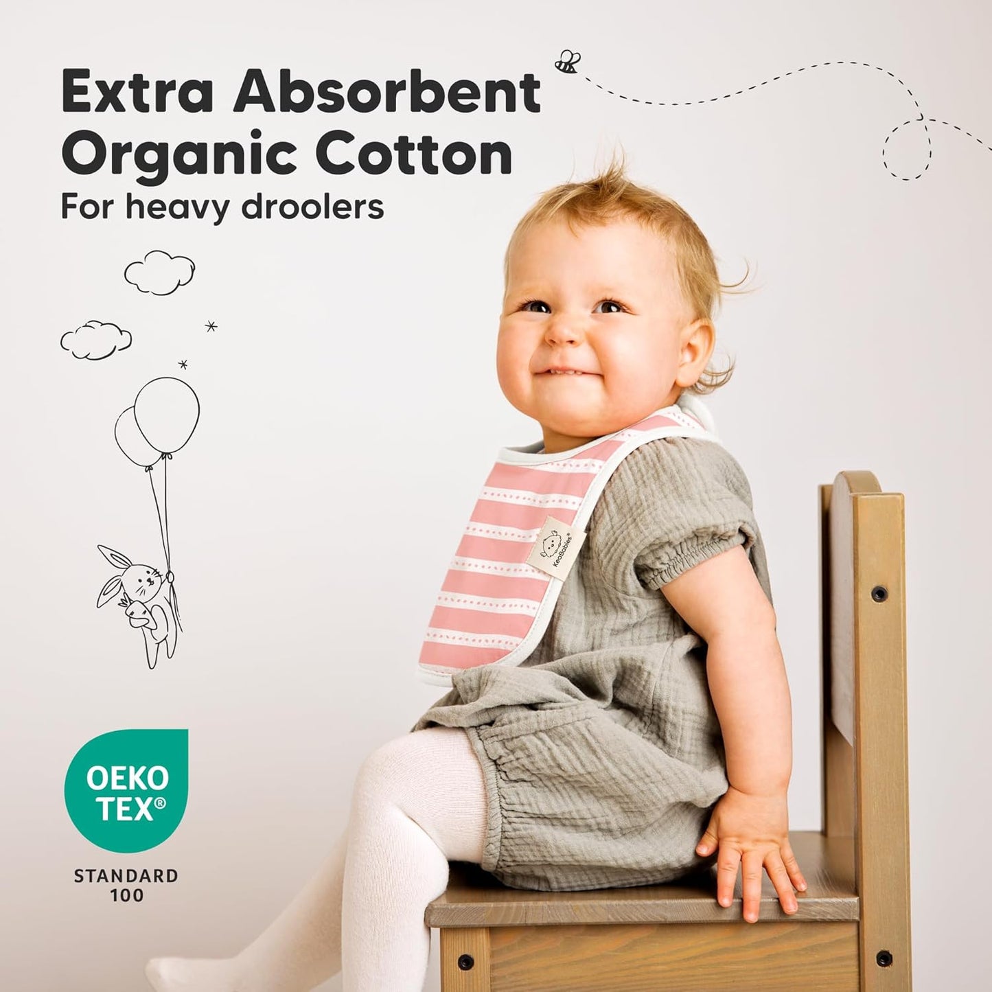 8-Pack Organic Baby Bibs for Boys, Girls - Soft Cotton Drooling and Te