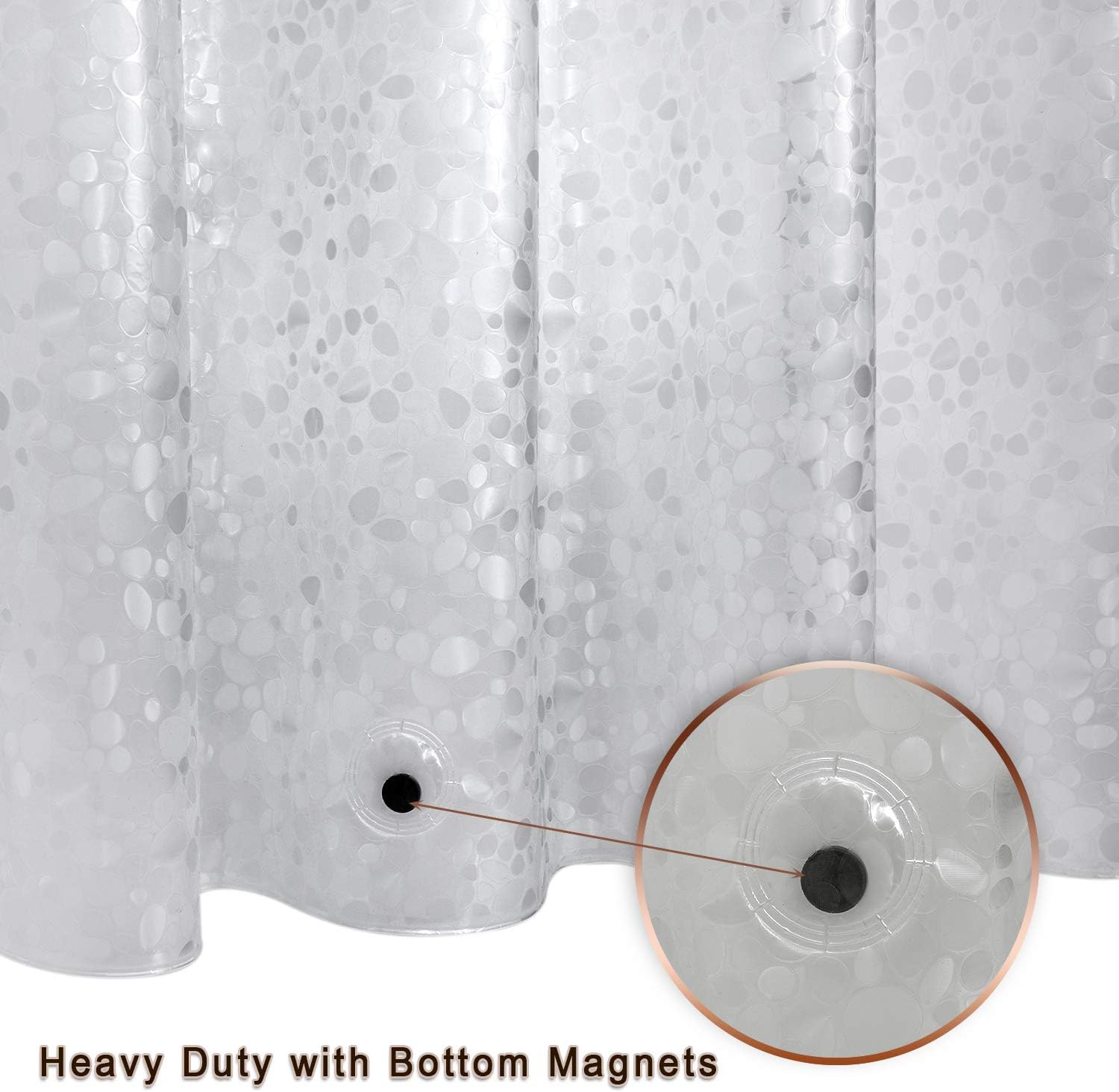 Bostofy Waterproof Shower Curtain Liner 8G EVA Thick Shower Curtain wi