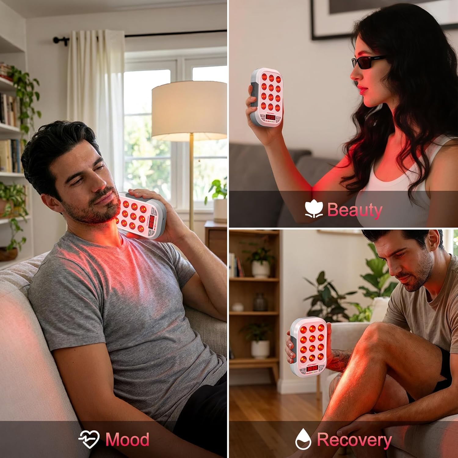 Portable Red Light Therapy, 660/850/1060nm 3 Wavelengths Mini Handheld