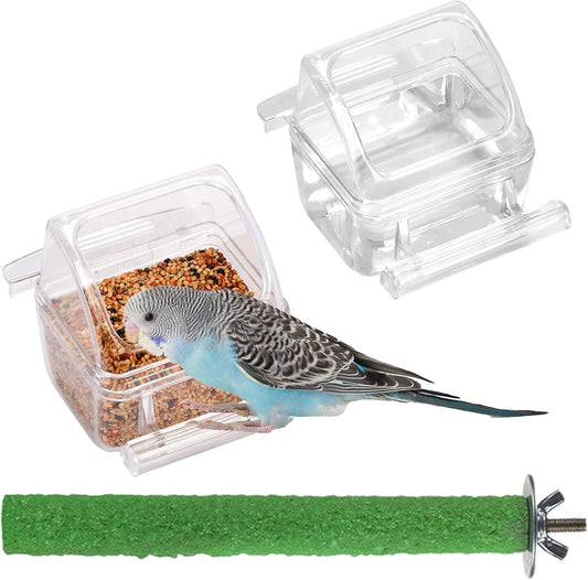 IBWell 2 Pack Clear Water Bowl and Food Container - Bird Cage Feeder W