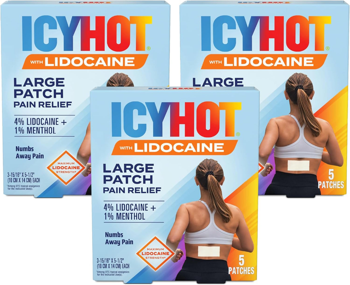 Icy Hot Max Strength Lidocaine Pain Relief Patch (5 Count) Penetrates 