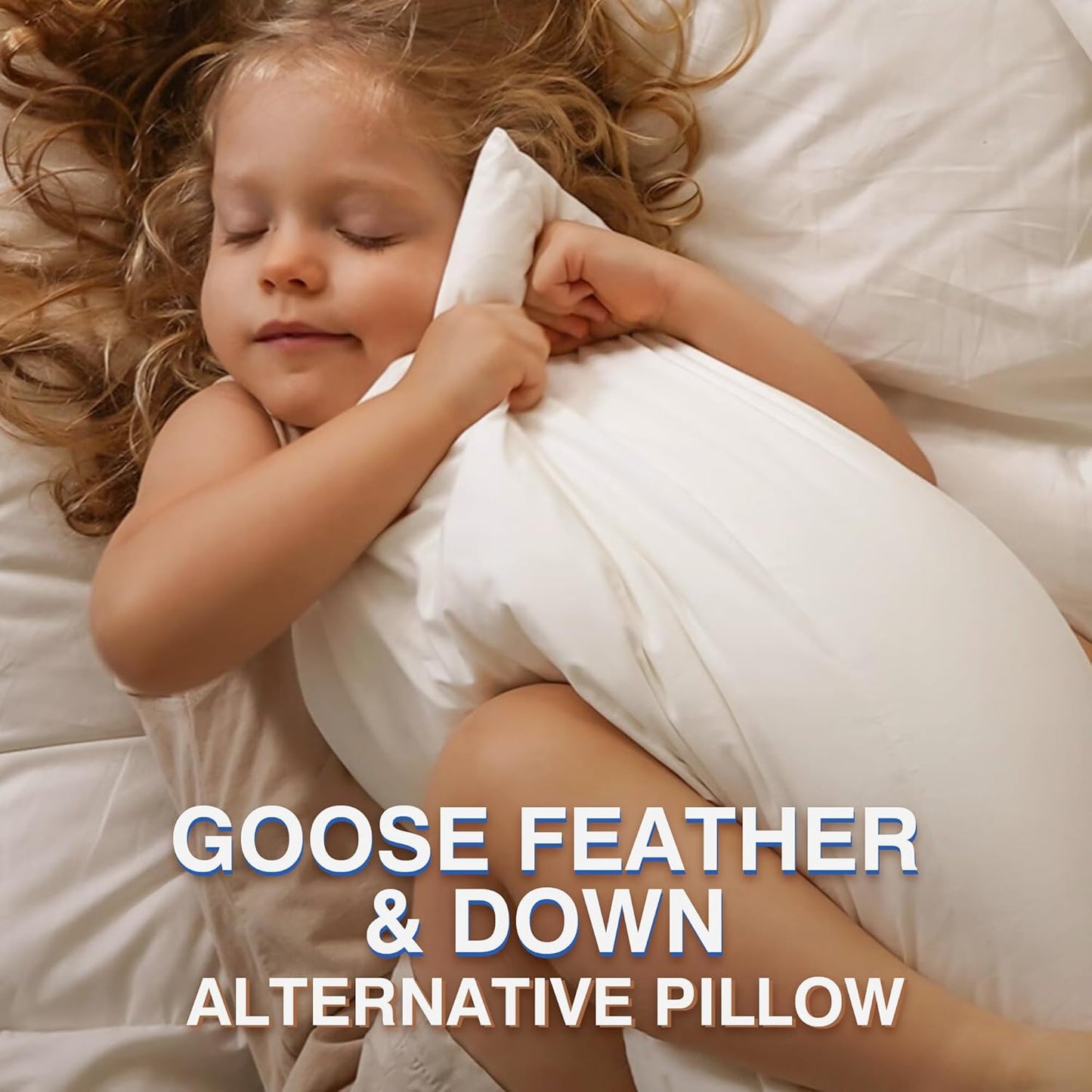 Feather Pillows Queen Size Set of 2 - Goose Down Hotel Bed Pillow for 