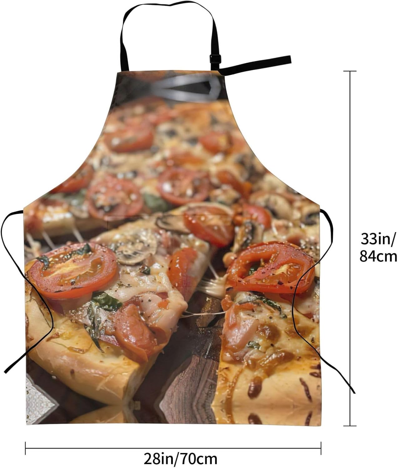 tasty pizza Print Laundry apron 28x33 In Waterproof Kitchen Apron with Pockets for Cooking Baking
