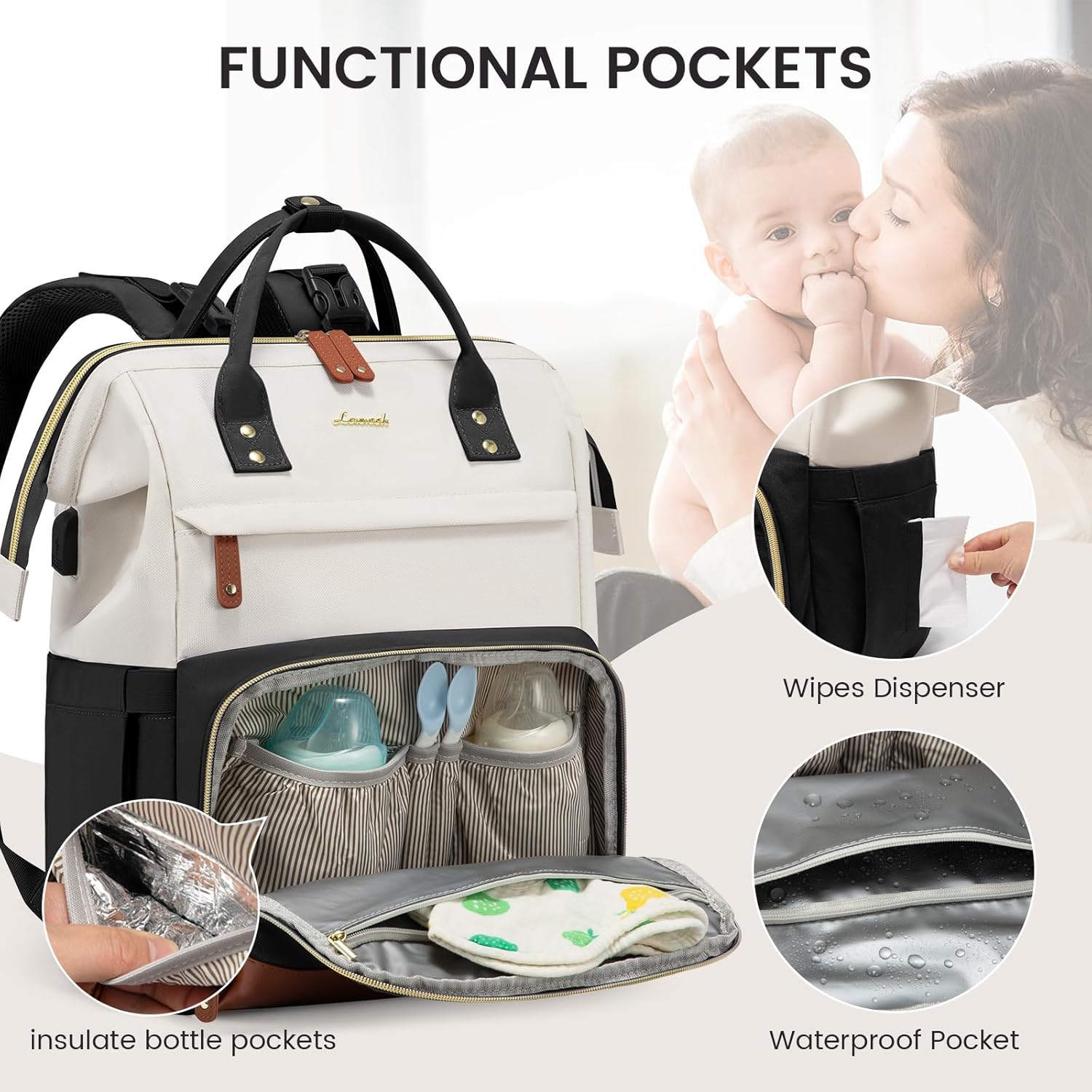 LOVEVOOK Diaper Bag Backpack, Baby Bag with Changing Station, Large Di
