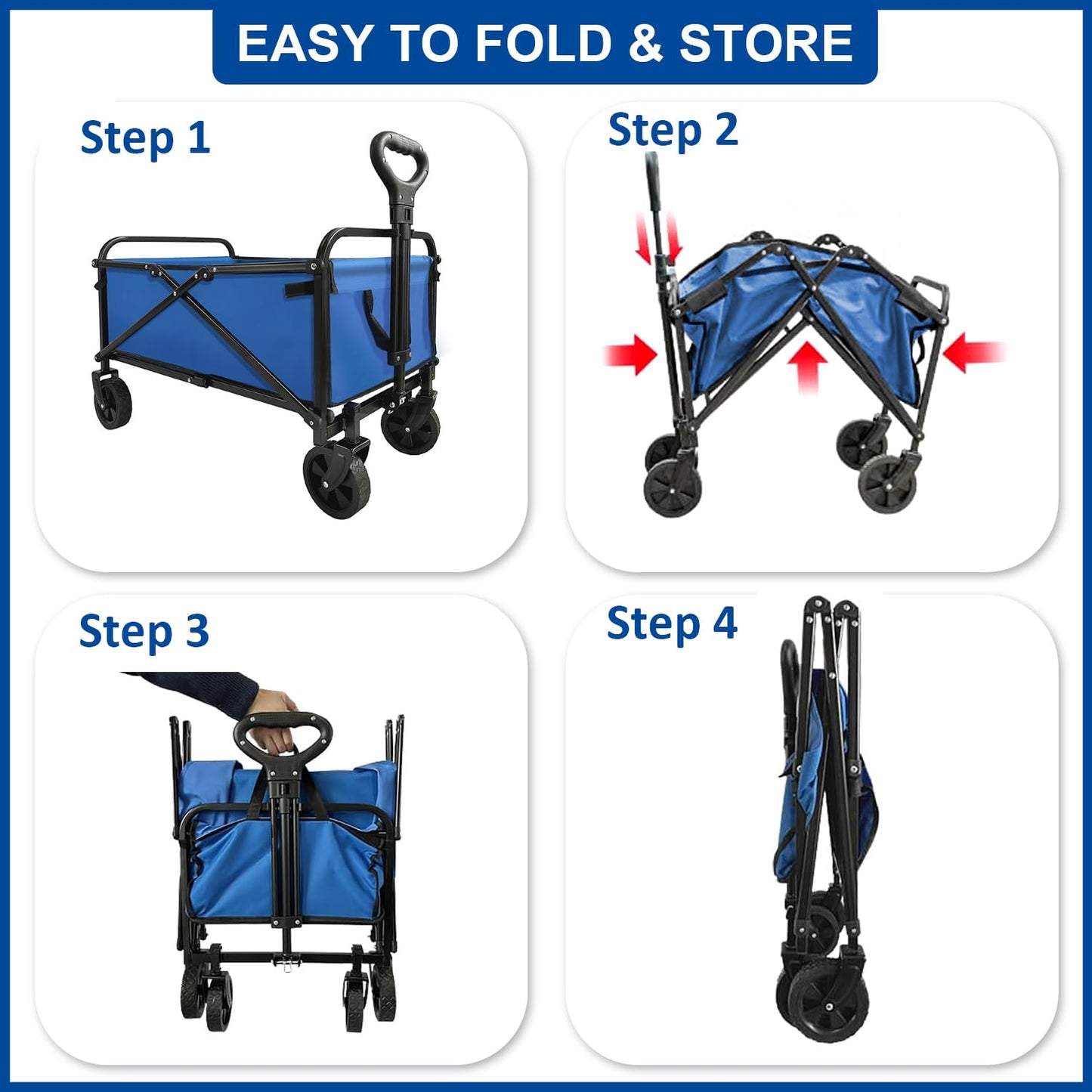 Collapsible Wagon Cart Foldable Portable Heavy Duty Folding Beach Wago