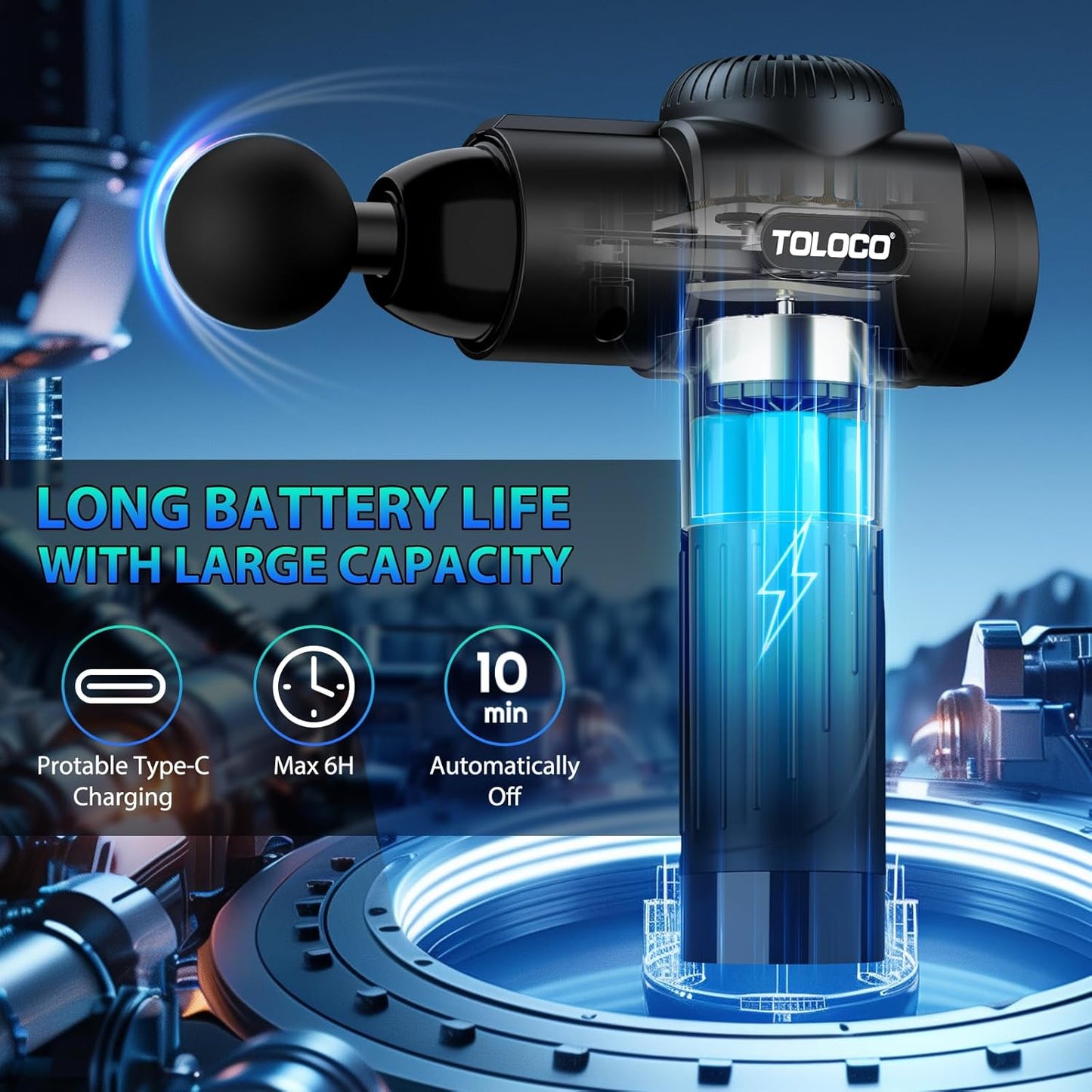 TOLOCO Massage Gun, Deep Tissue Back Massage for Athletes for Pain Rel