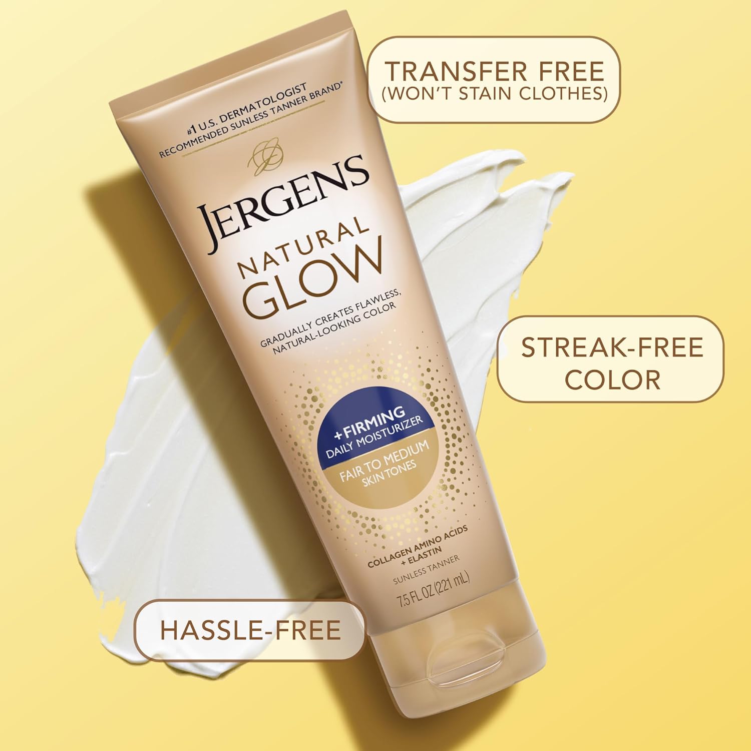 Jergens Natural Glow +Firming Self Tanner Body Lotion, Fair to Medium 