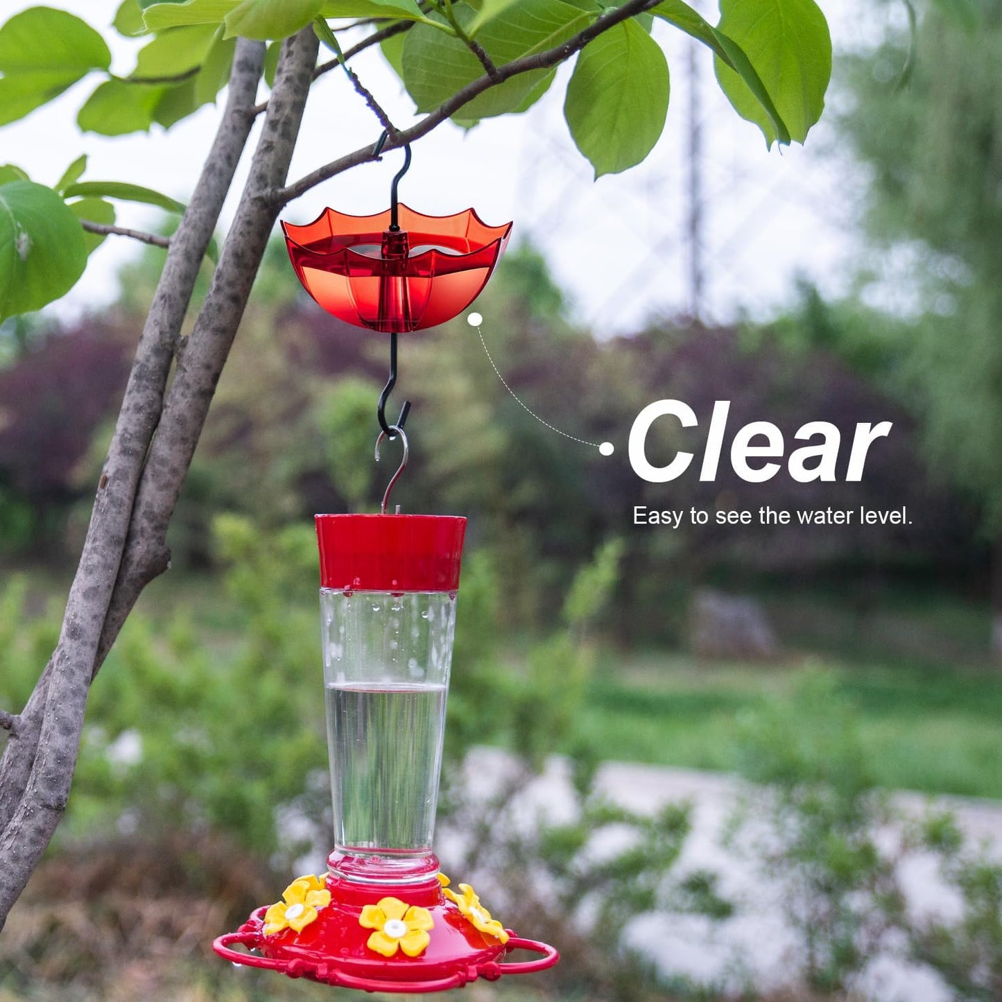 Ant Moat for Hummingbird Feeders and Oriole Feeders, 5 OZ x 2 Pack Red Umbrella Hanger Ant Guard with Large Capacity and Hooks