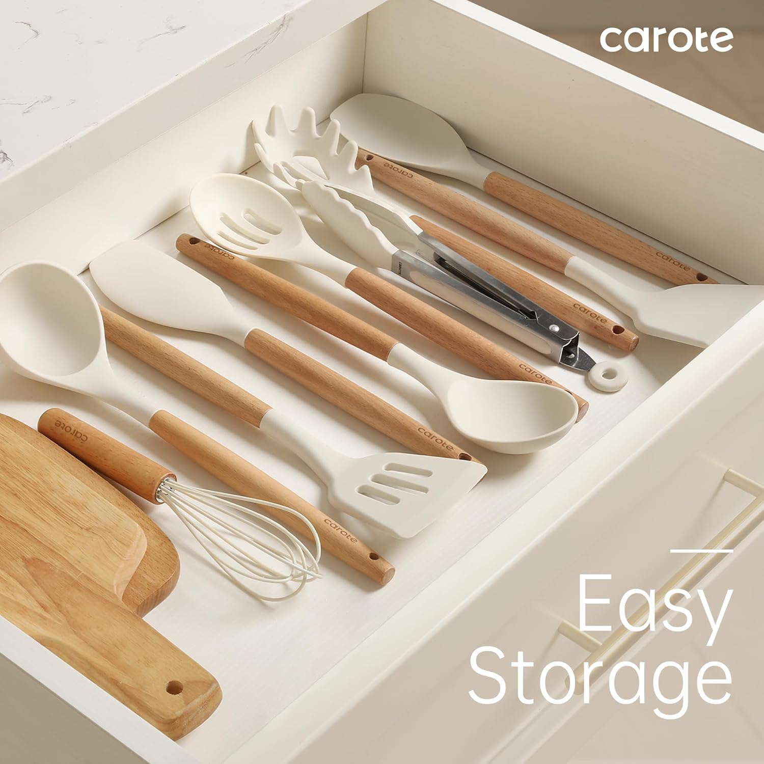 CAROTE Silicone Cooking Utensils Set, Kitchen Utensils Set 10 Pcs for 