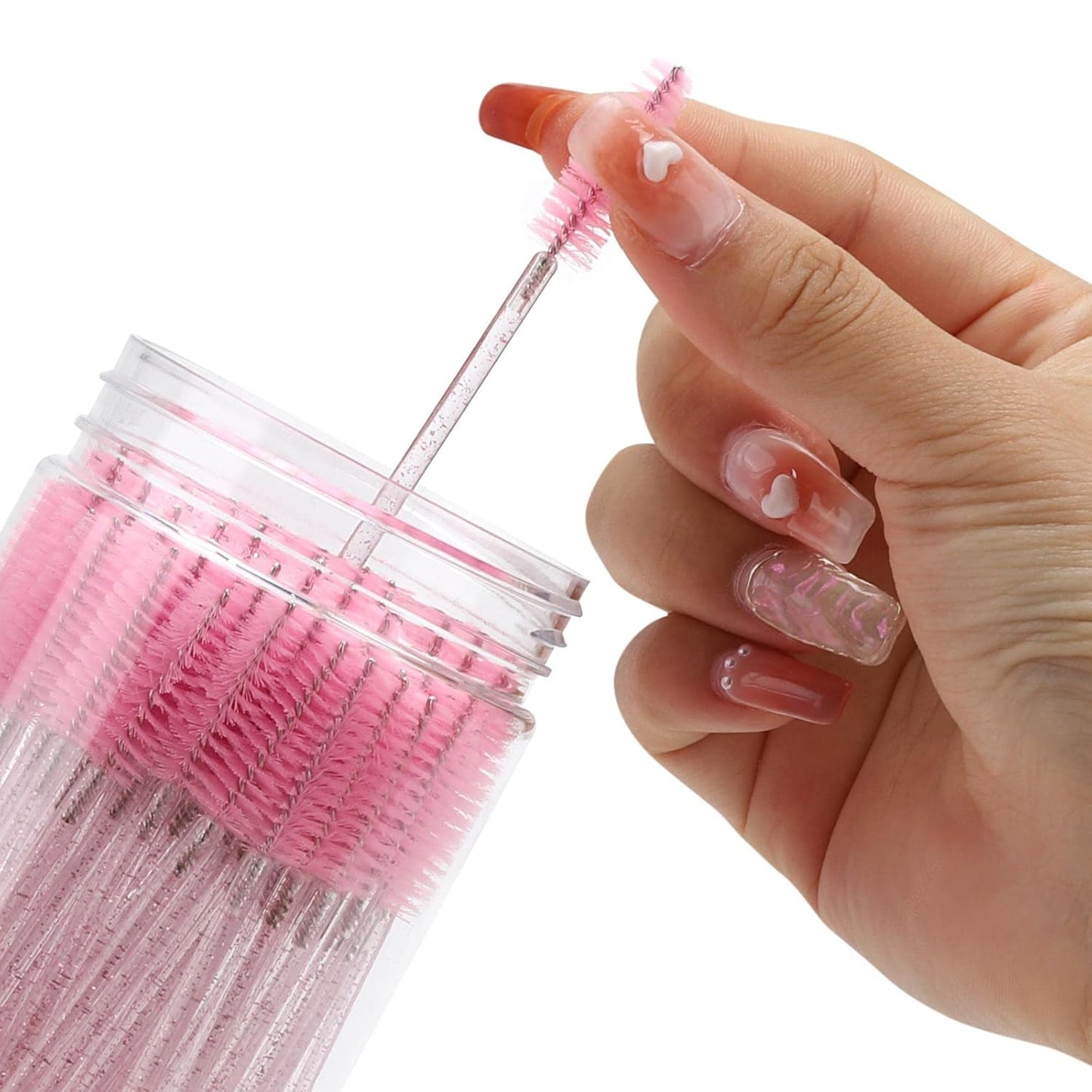 100 Pcs Disposable Mascara Wands, Crystal Eyebrow Spoolies Brush for E