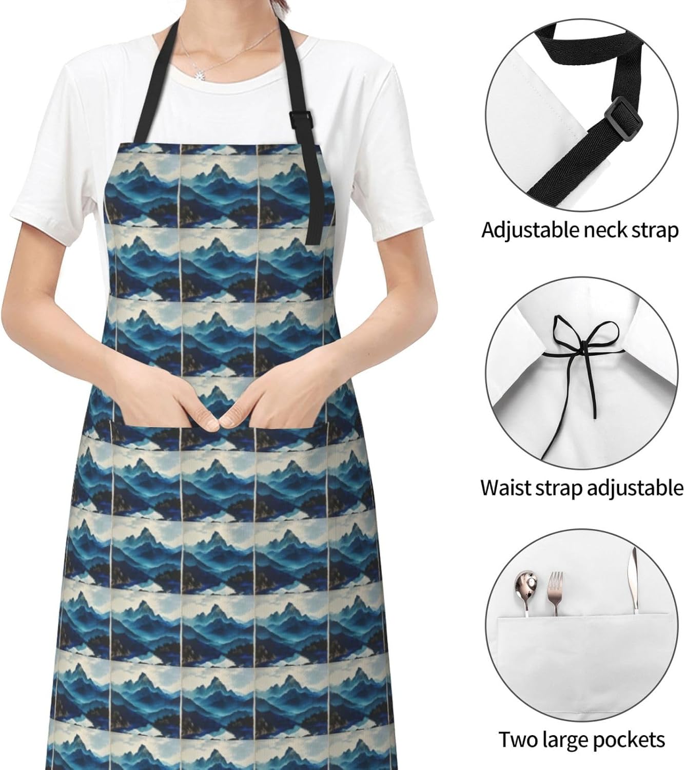 YANYU Rocky mountain Print 28x33 In Kitchen Apron Stylish Chef Apron w