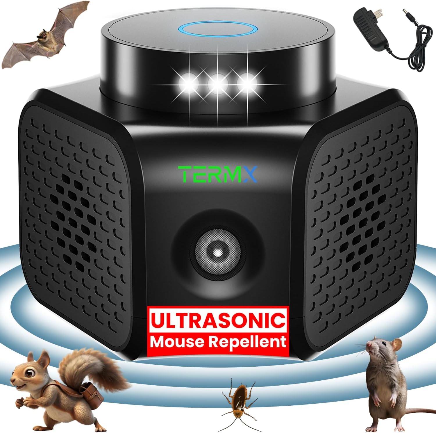 Ultrasonic Pest Repeller Indoor 4 Modes No Touch Solution Pest Repelle